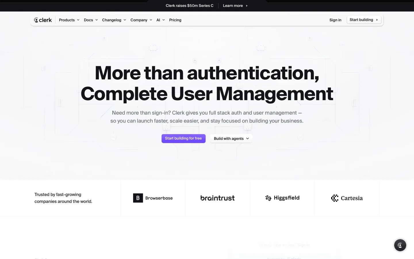 clerk.dev - Landing Screenshot Preview