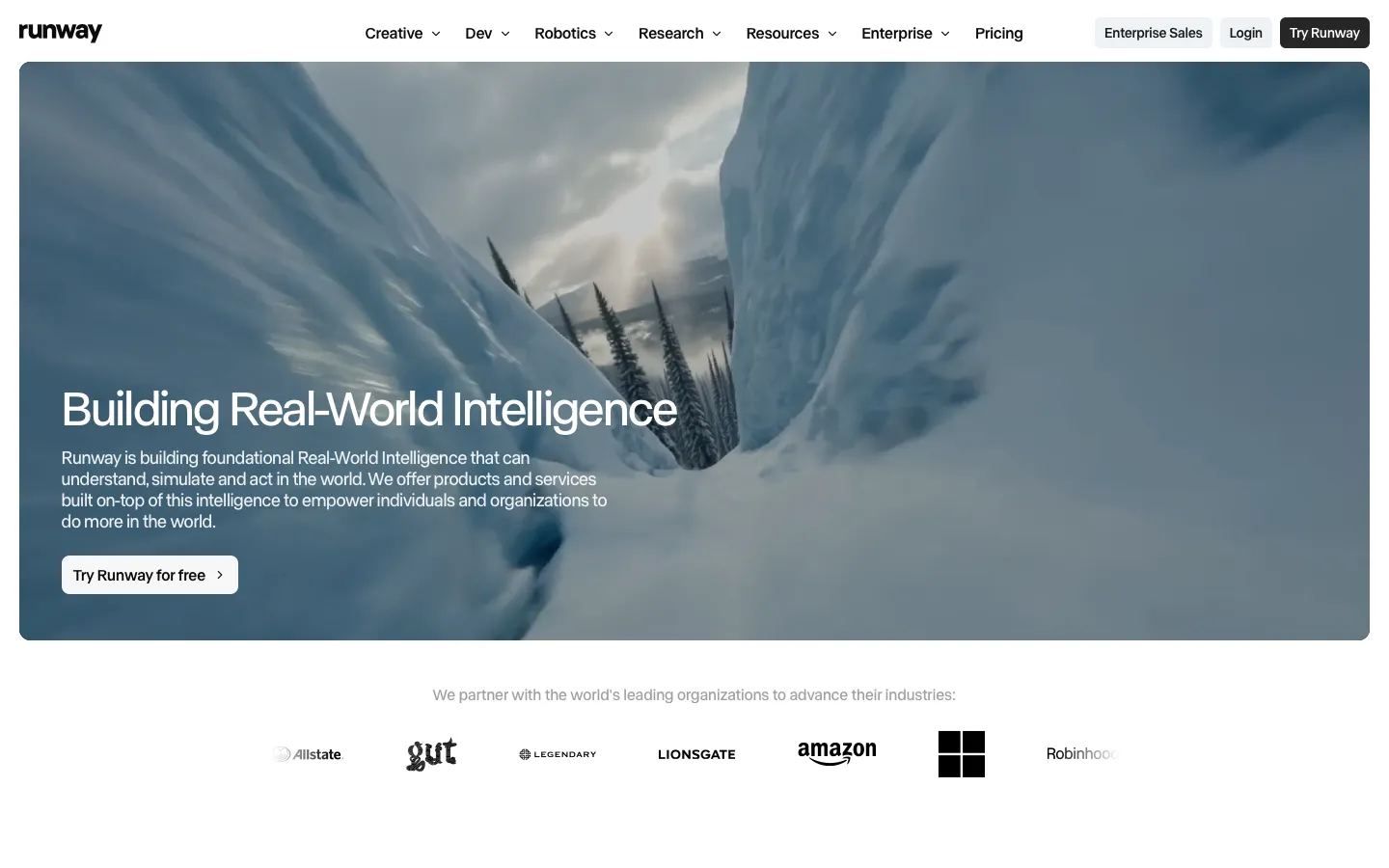runway.com - Landing Screenshot Preview