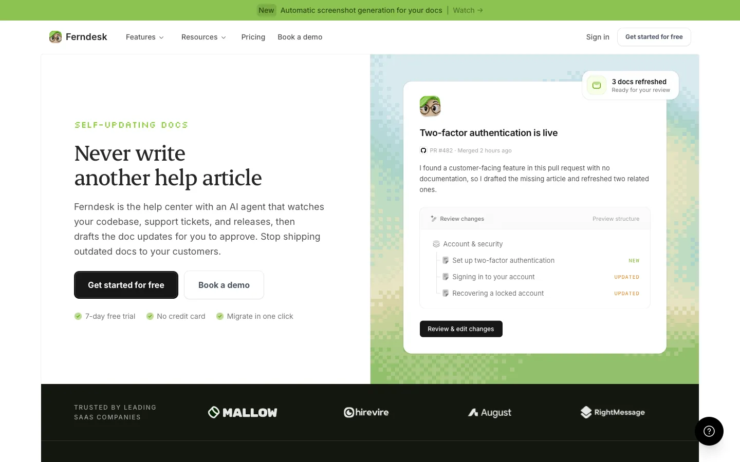 ferndesk.com - Landing Screenshot Preview