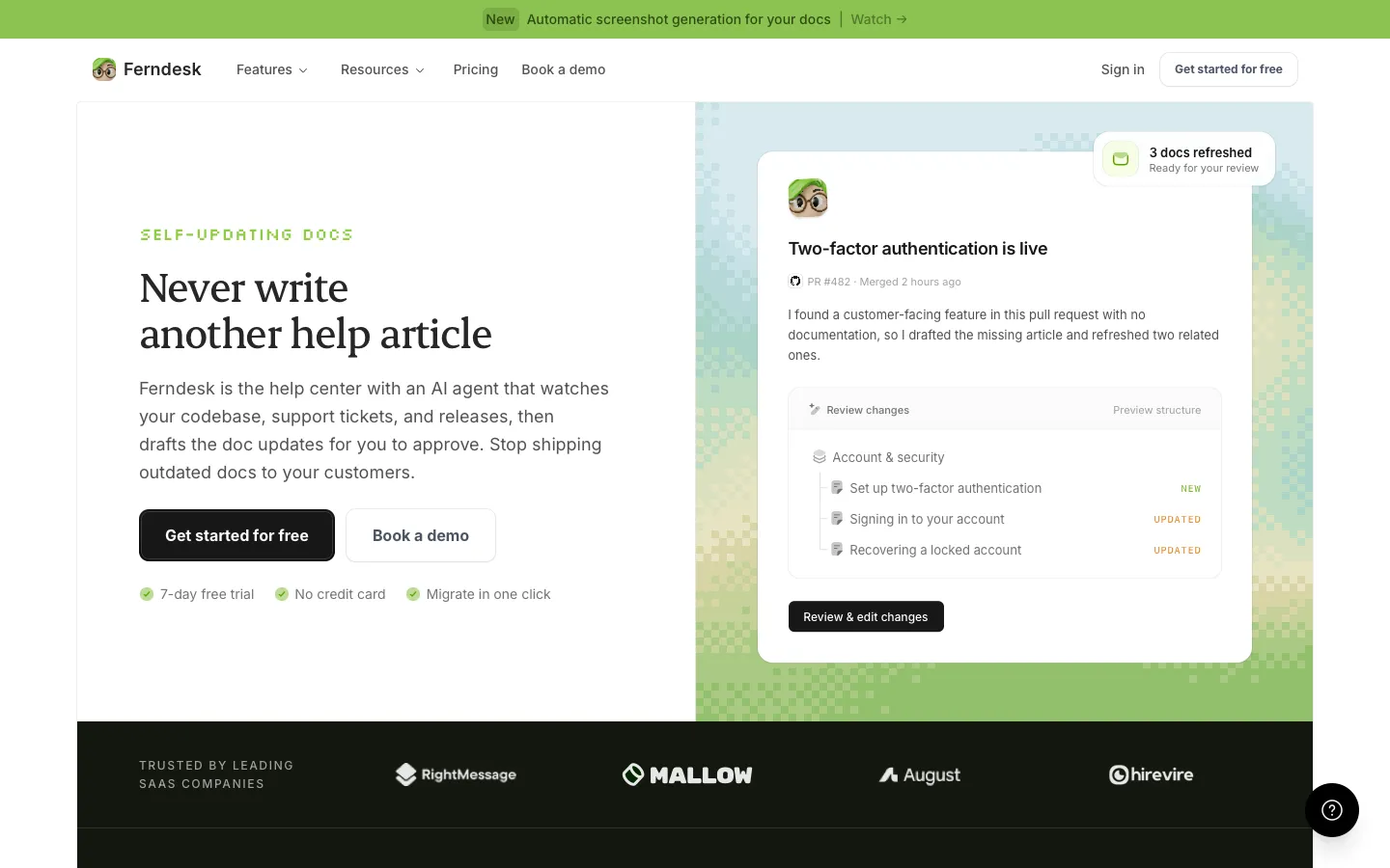 ferndesk.com - Landing Screenshot Preview