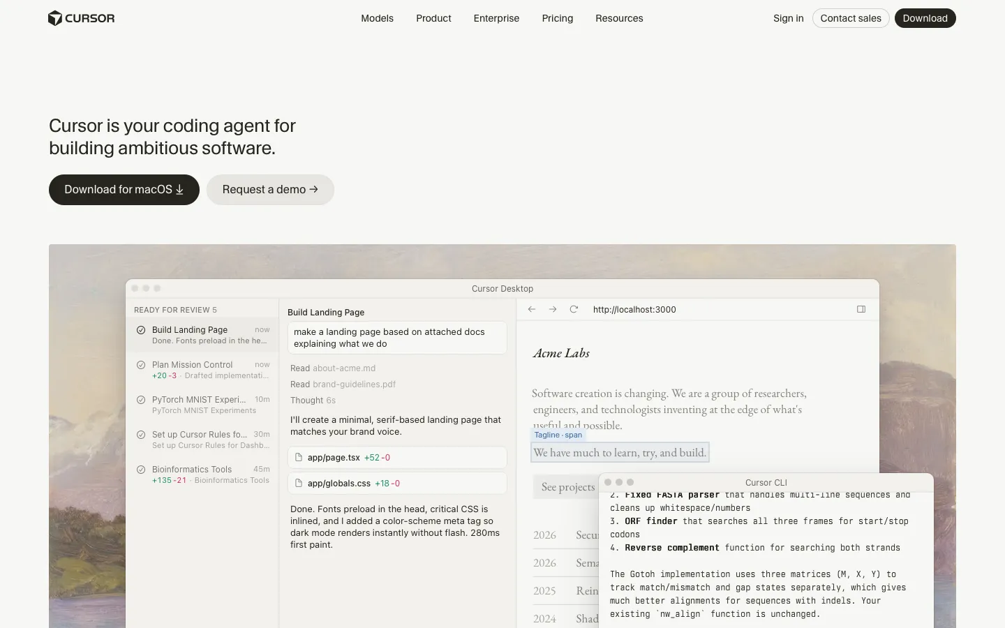 cursor.com - Landing Screenshot Preview