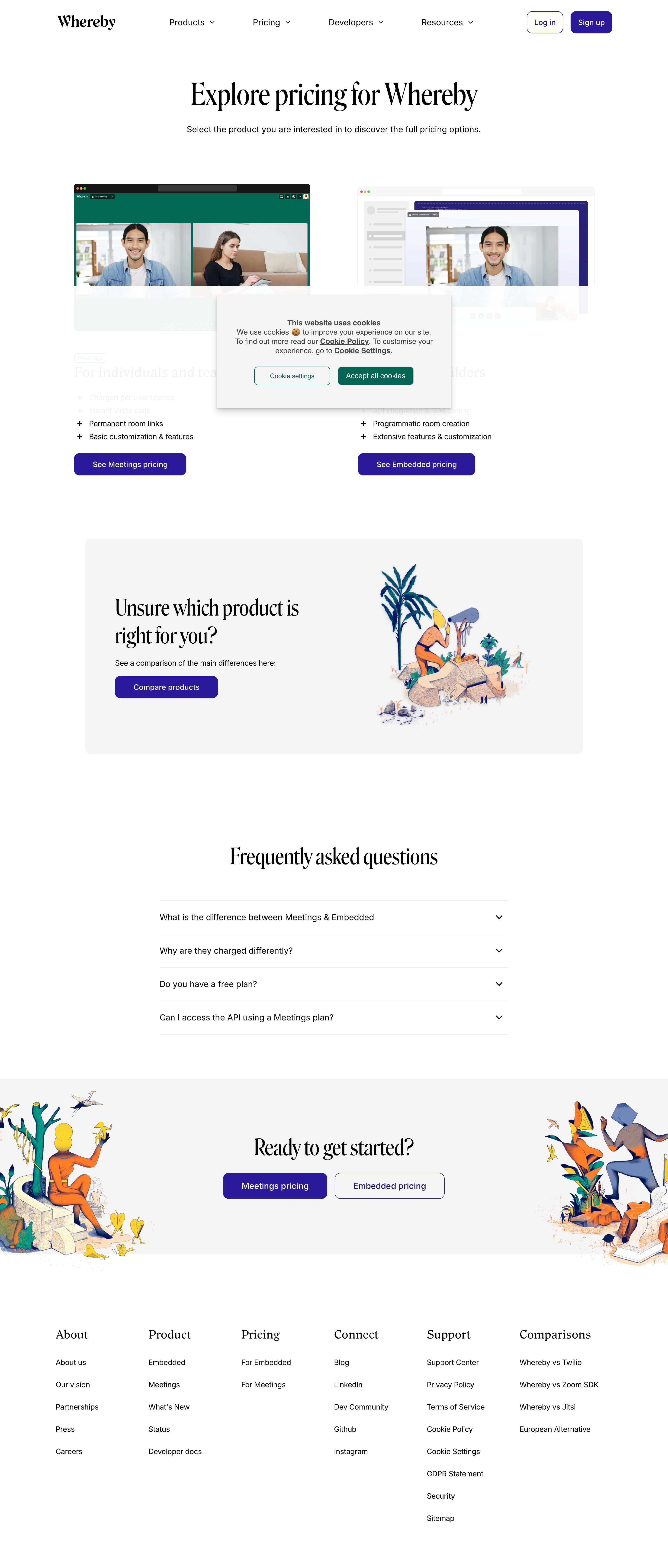 whereby.com - Meetings & Embedded pricing | Whereby - Desktop Screenshot