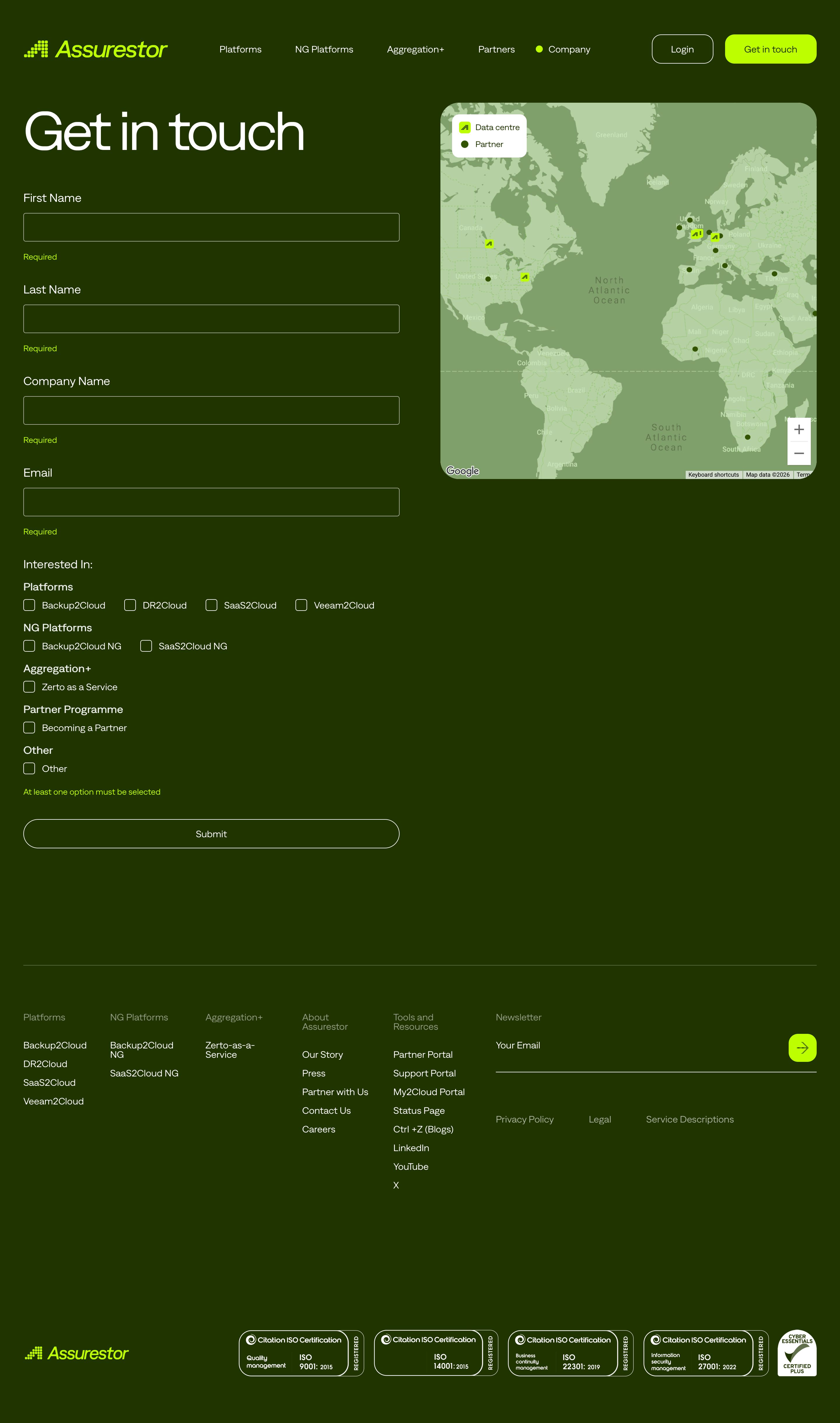 assurestor.com - Assurestor | Contact Us - Desktop - Sun Aug 02 2026 04:03:12 GMT+0000 (Coordinated Universal Time) Screenshot