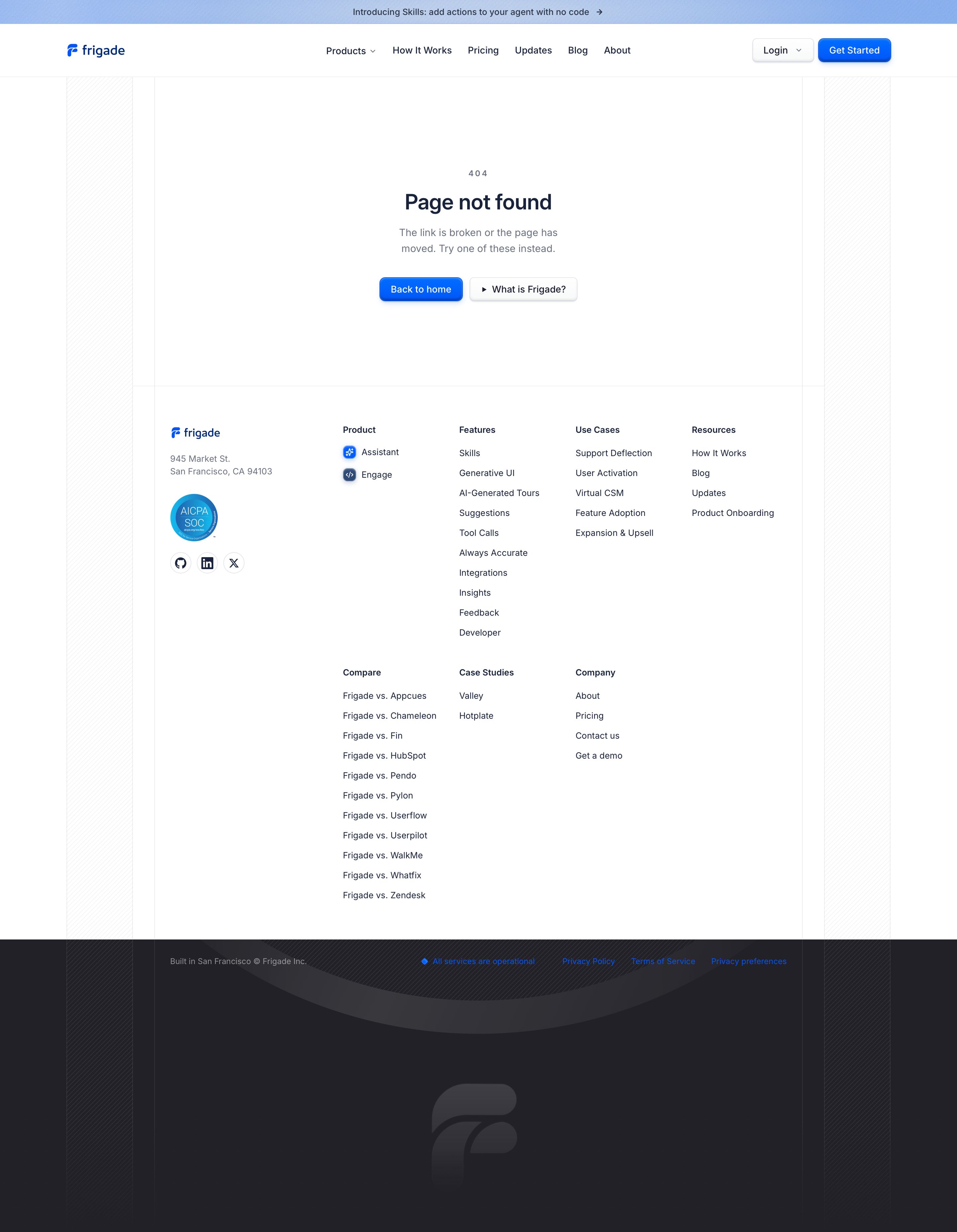 frigade.com - Page not found — Frigade - Desktop Screenshot
