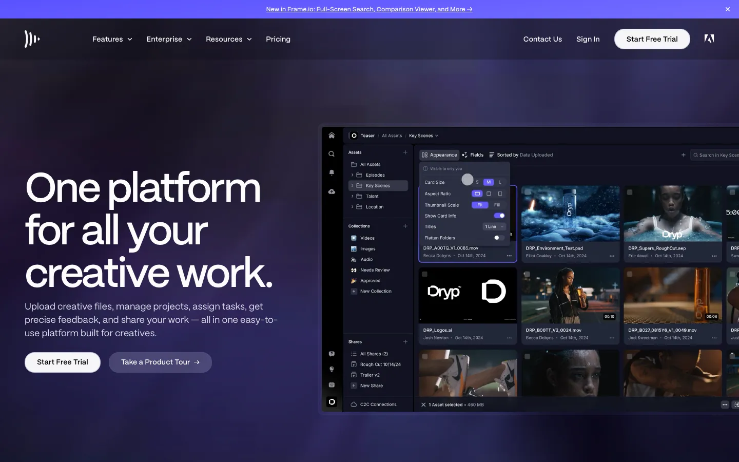 frame.io - Landing Screenshot Preview