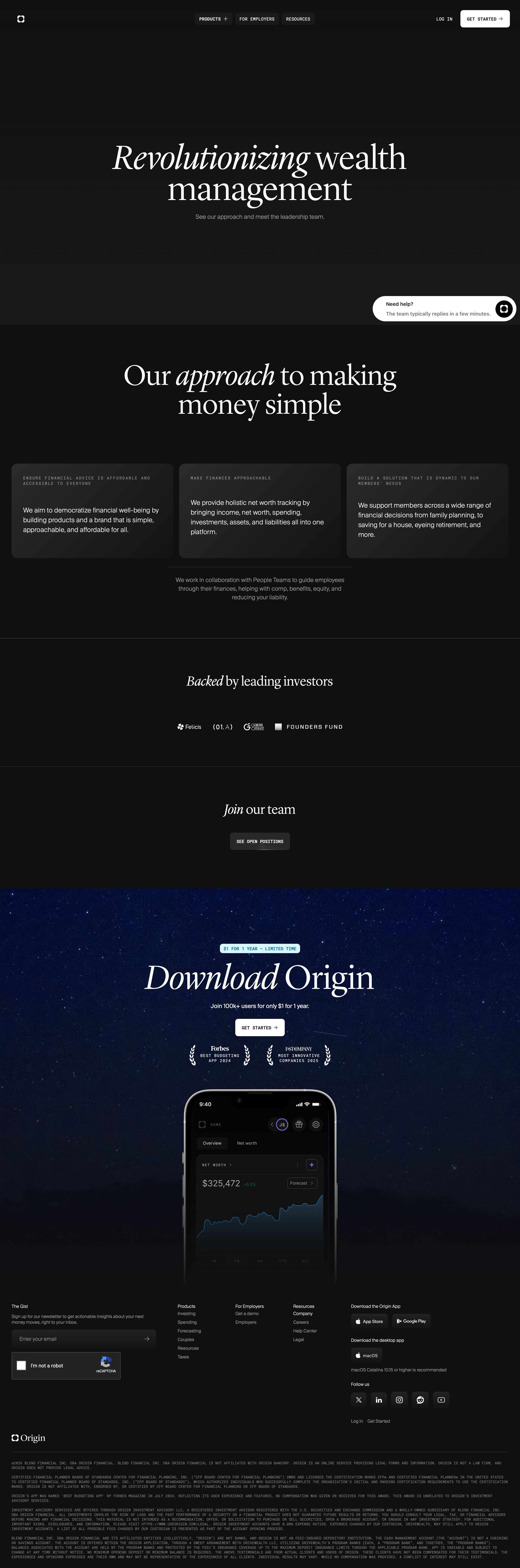 useorigin.com - About Origin | Origin Financial - Desktop - Wed Jul 29 2026 23:30:08 GMT+0000 (Coordinated Universal Time) Screenshot