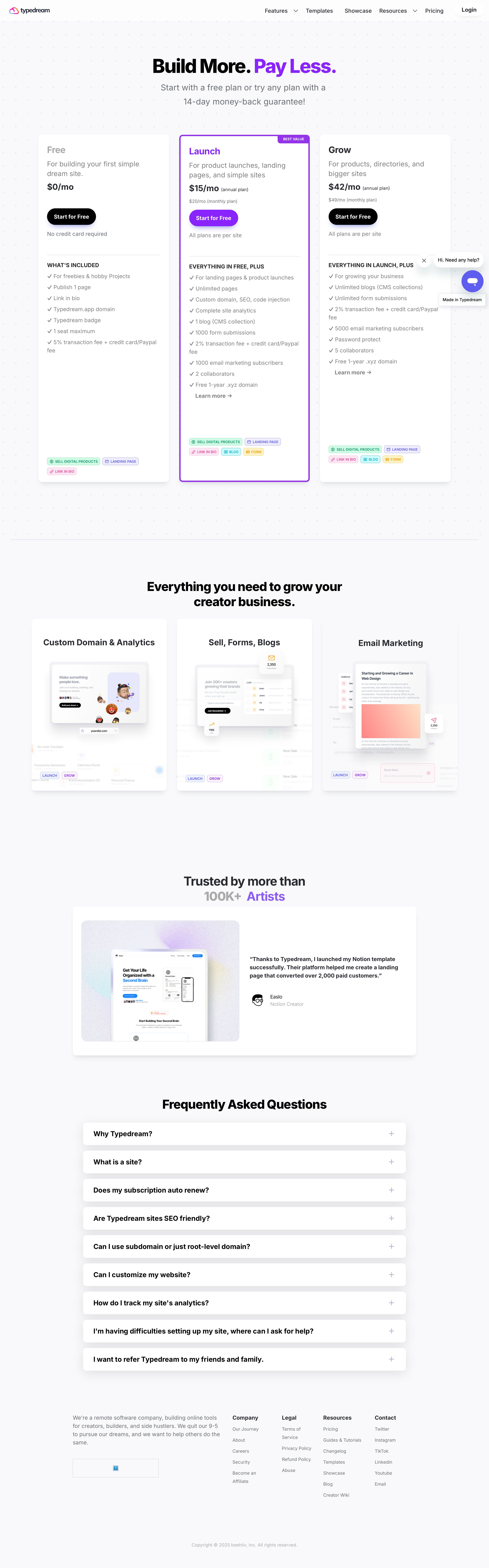 typedream.com - Find the right pricing plan for you | Typedream - Desktop - Tue Jul 28 2026 22:40:35 GMT+0000 (Coordinated Universal Time) Screenshot