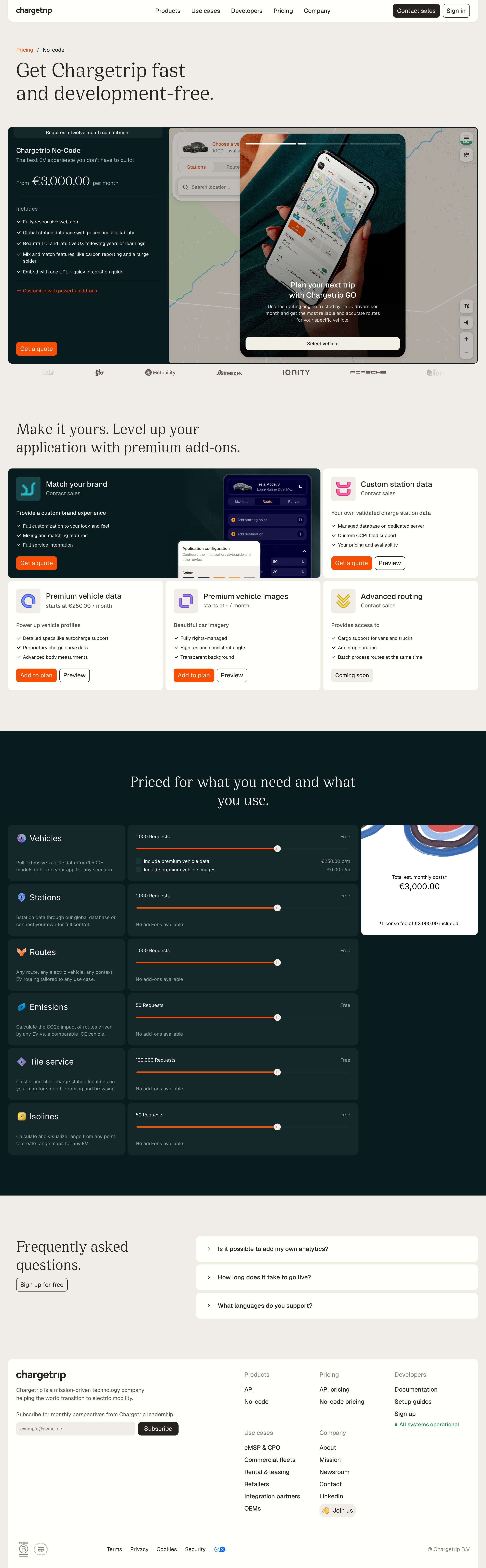 chargetrip.com - Chargetrip No-Code Pricing - Desktop - Thu Jul 30 2026 07:00:59 GMT+0000 (Coordinated Universal Time) Screenshot