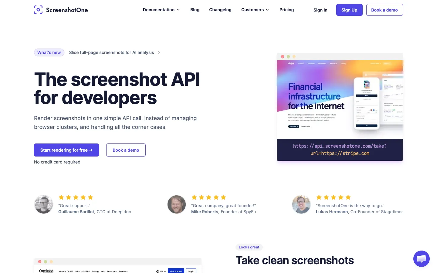 screenshotone.com - Landing Screenshot Preview
