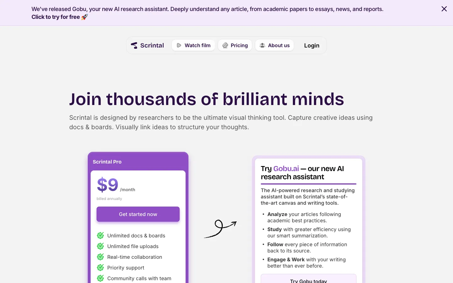 scrintal.com - Pricing Screenshot Preview