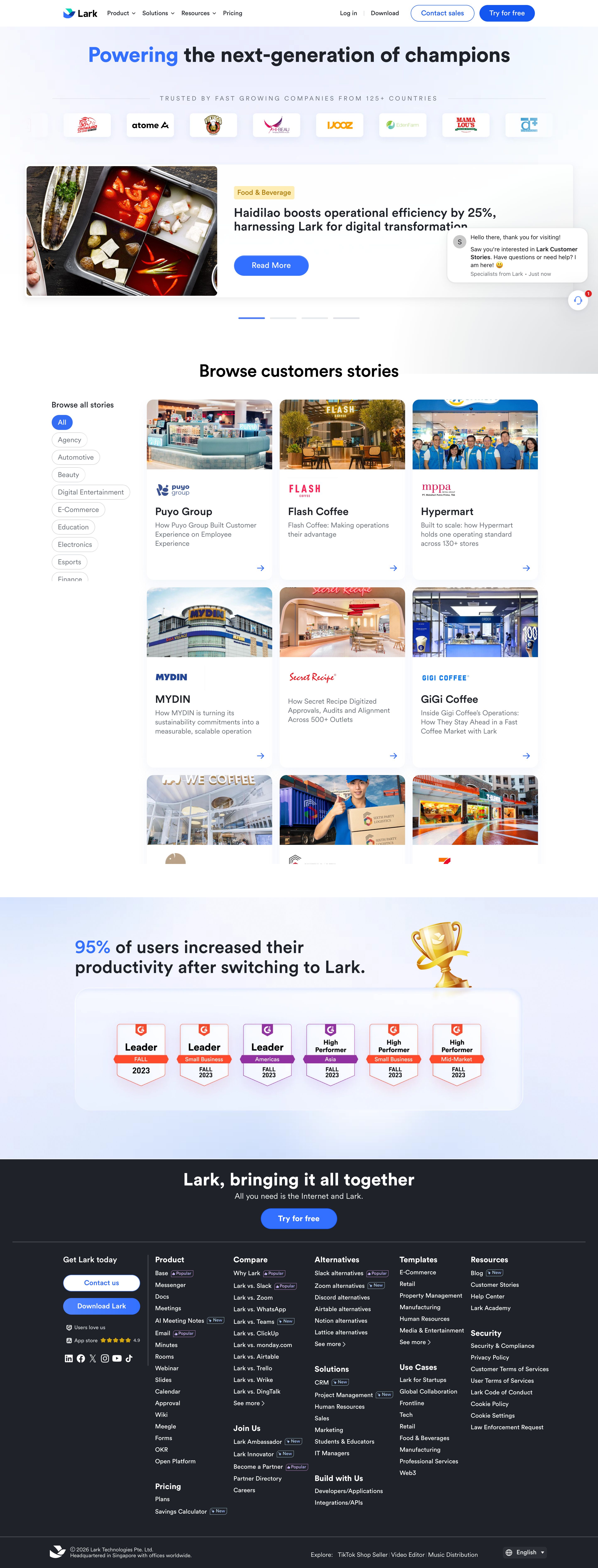 larksuite.com - Lark | Customer Stories - Learn How Our Customers Use Lark - Desktop Screenshot