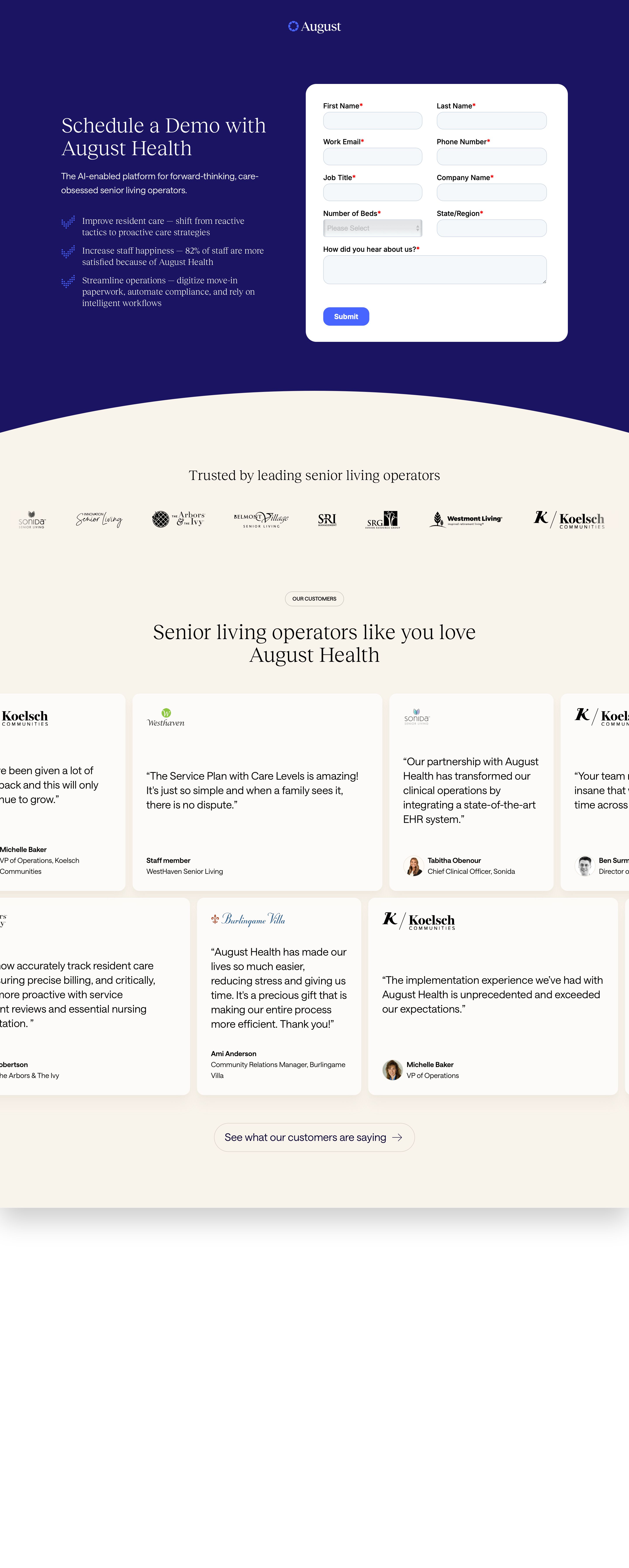augusthealth.com - Free August Health Demo - Desktop Screenshot
