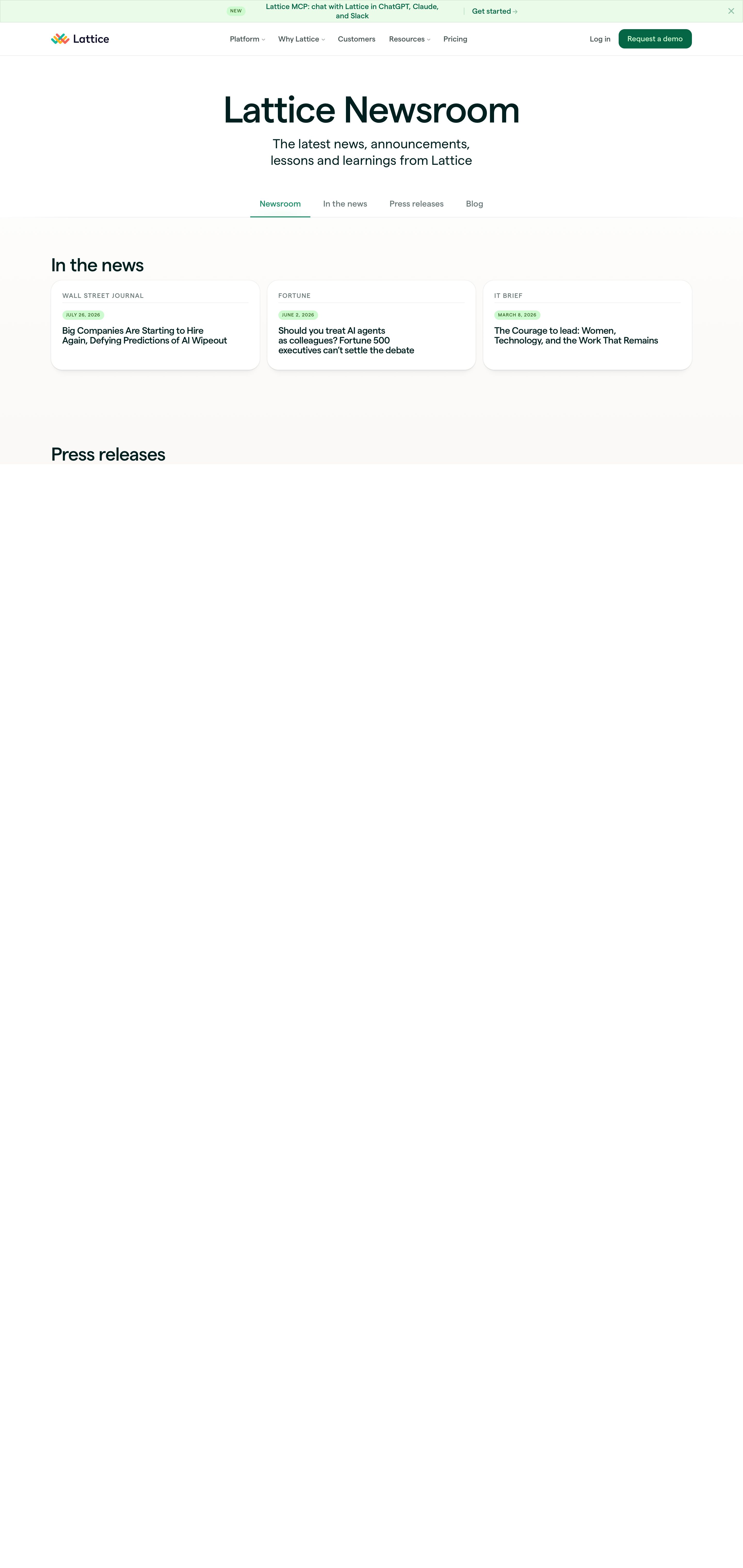 lattice.com - Newsroom | Lattice - Desktop - Sun Aug 02 2026 15:44:11 GMT+0000 (Coordinated Universal Time) Screenshot