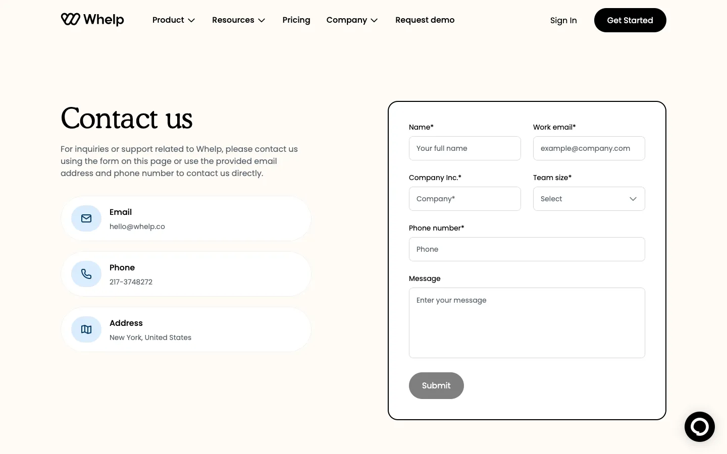 whelp.co - Contact Screenshot Preview