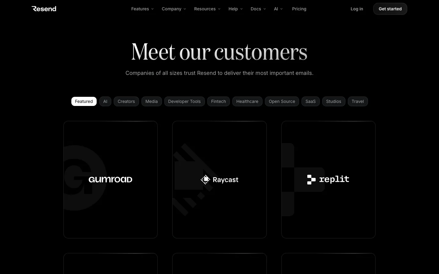 resend.com - Customers Screenshot Preview