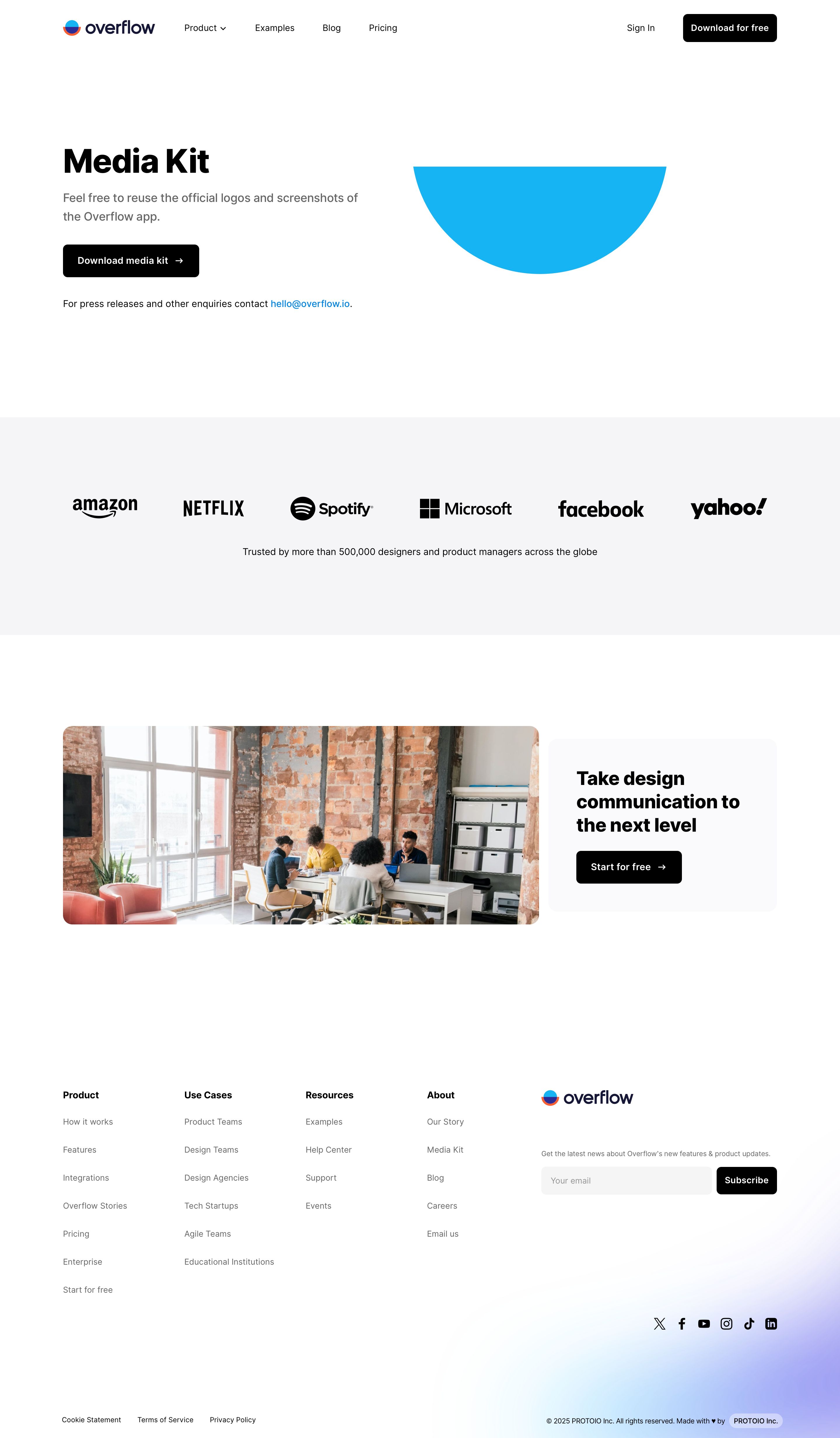 overflow.io - Media kit | Overflow - Desktop - Mon Jul 27 2026 21:37:26 GMT+0000 (Coordinated Universal Time) Screenshot