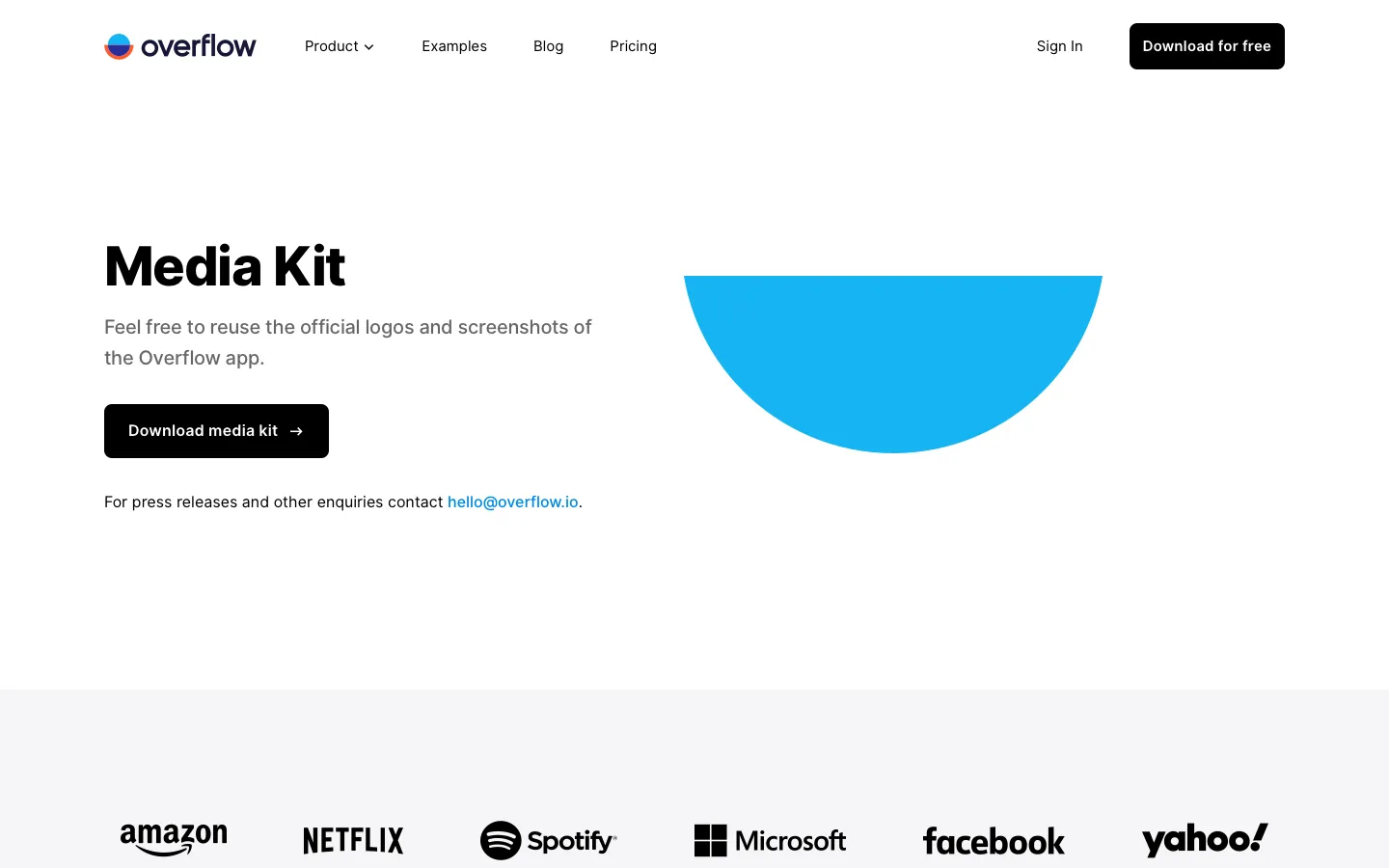 overflow.io - Media kit Screenshot Preview