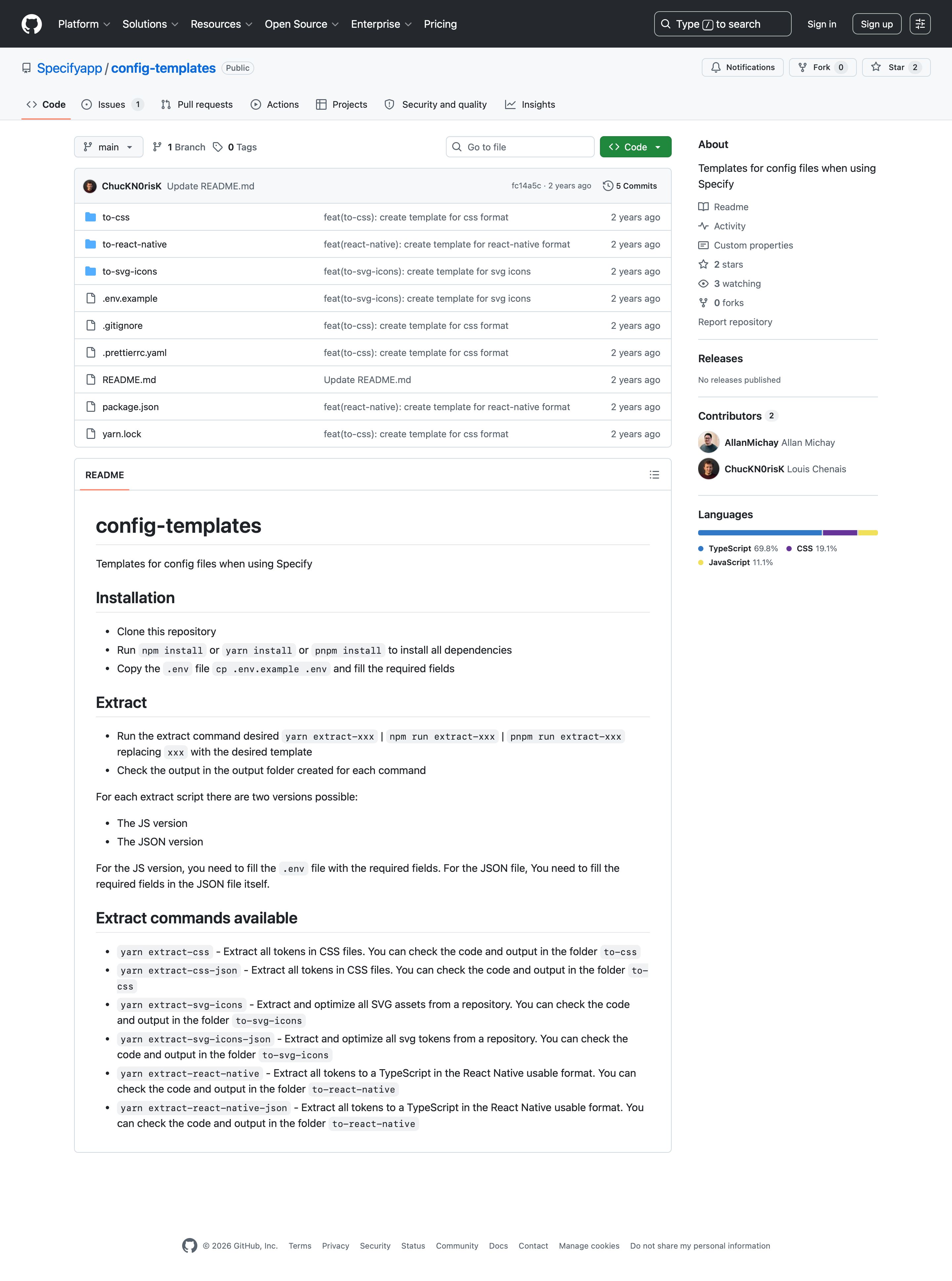 specifyapp.com - GitHub - Specifyapp/config-templates: Templates for config files when using Specify · GitHub - Desktop - Wed Aug 05 2026 04:32:22 GMT+0000 (Coordinated Universal Time) Screenshot