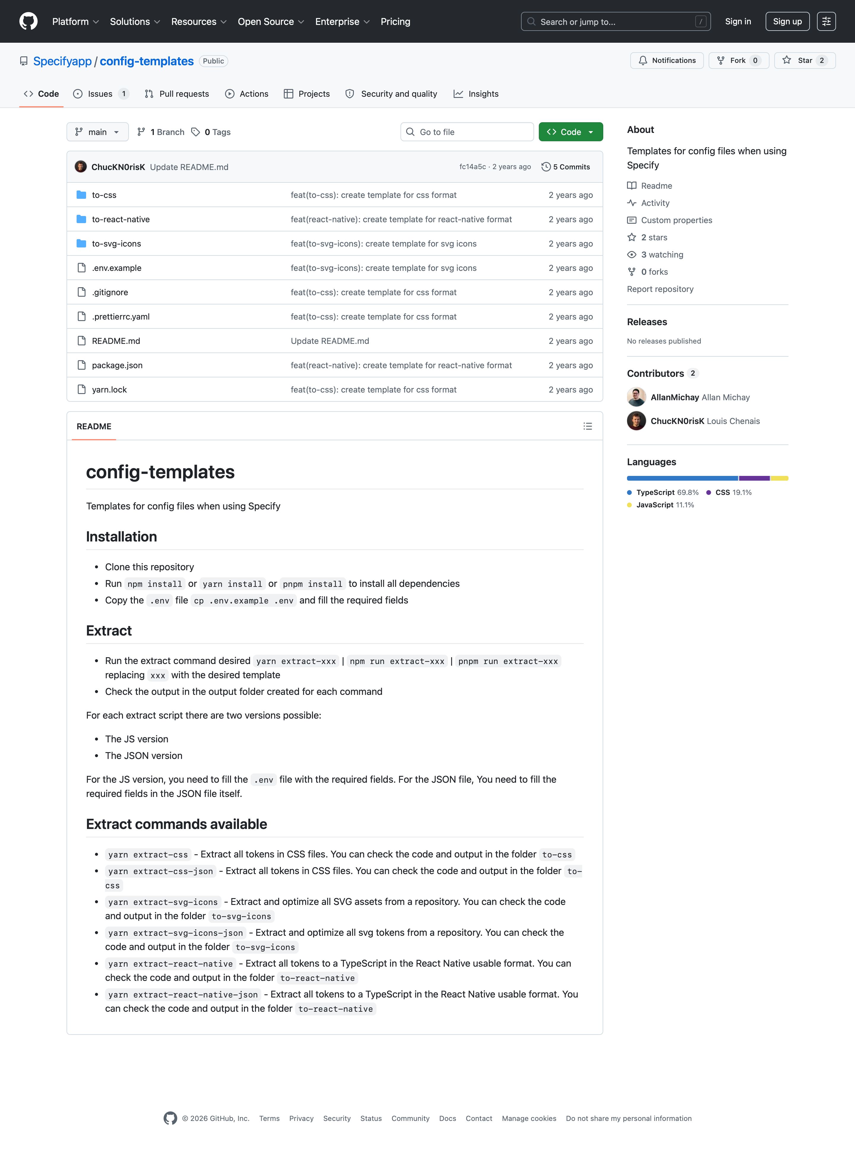 specifyapp.com - GitHub - Specifyapp/config-templates: Templates for config files when using Specify · GitHub - Desktop - Wed Jul 29 2026 04:33:08 GMT+0000 (Coordinated Universal Time) Screenshot