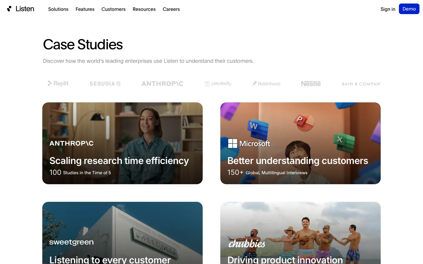 listenlabs.ai - Customers Screenshot Preview