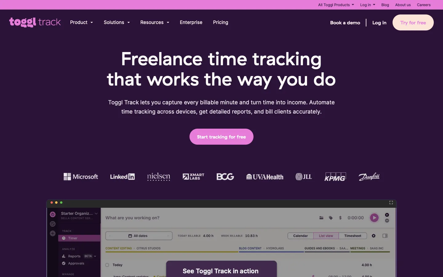 toggl.com - Why us Screenshot Preview