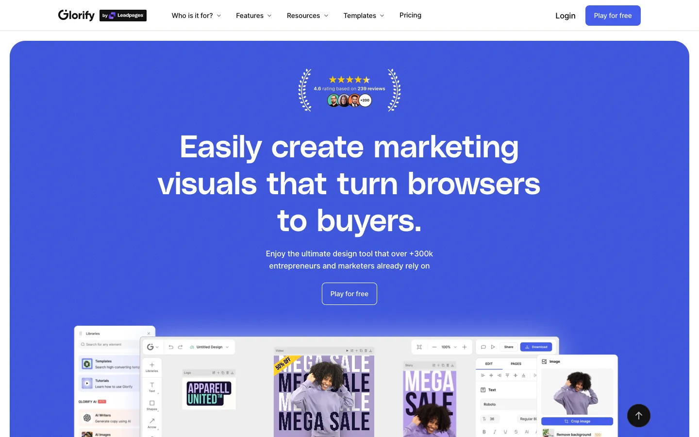 glorify.com - Landing Screenshot Preview