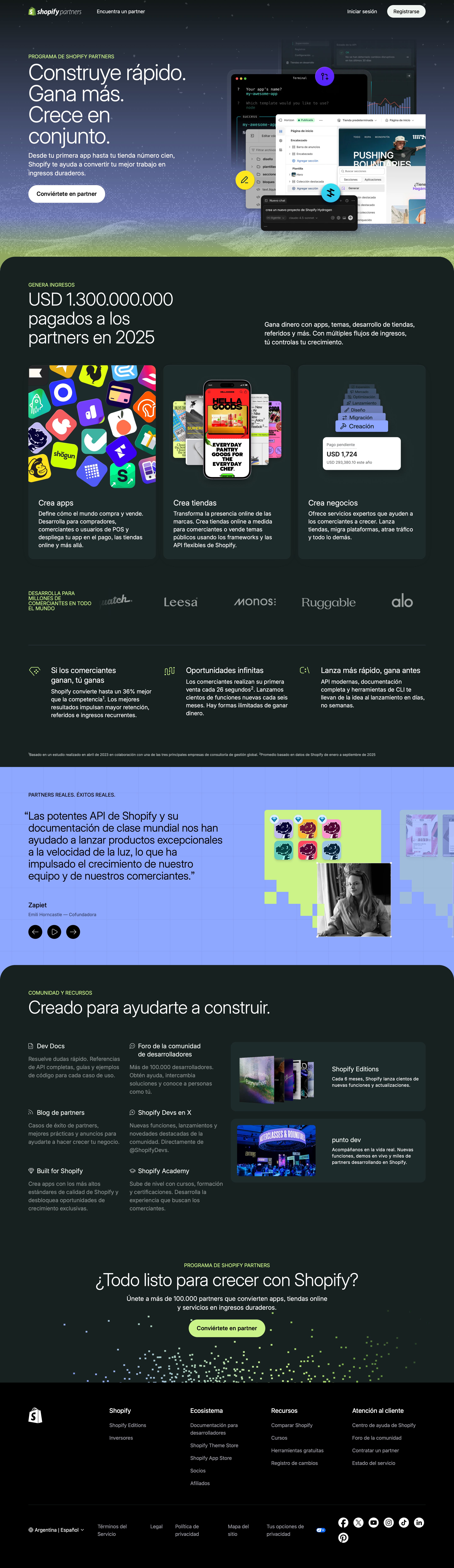 shopify.com - Construye. Gana. Crece. – Conviértete en Shopify Partner hoy - Shopify Argentina - Desktop - Mon Aug 03 2026 20:12:28 GMT+0000 (Coordinated Universal Time) Screenshot