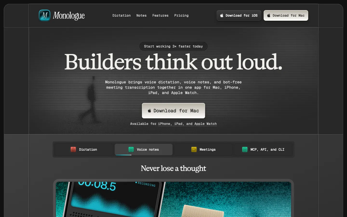 monologue.to - Landing Screenshot Preview