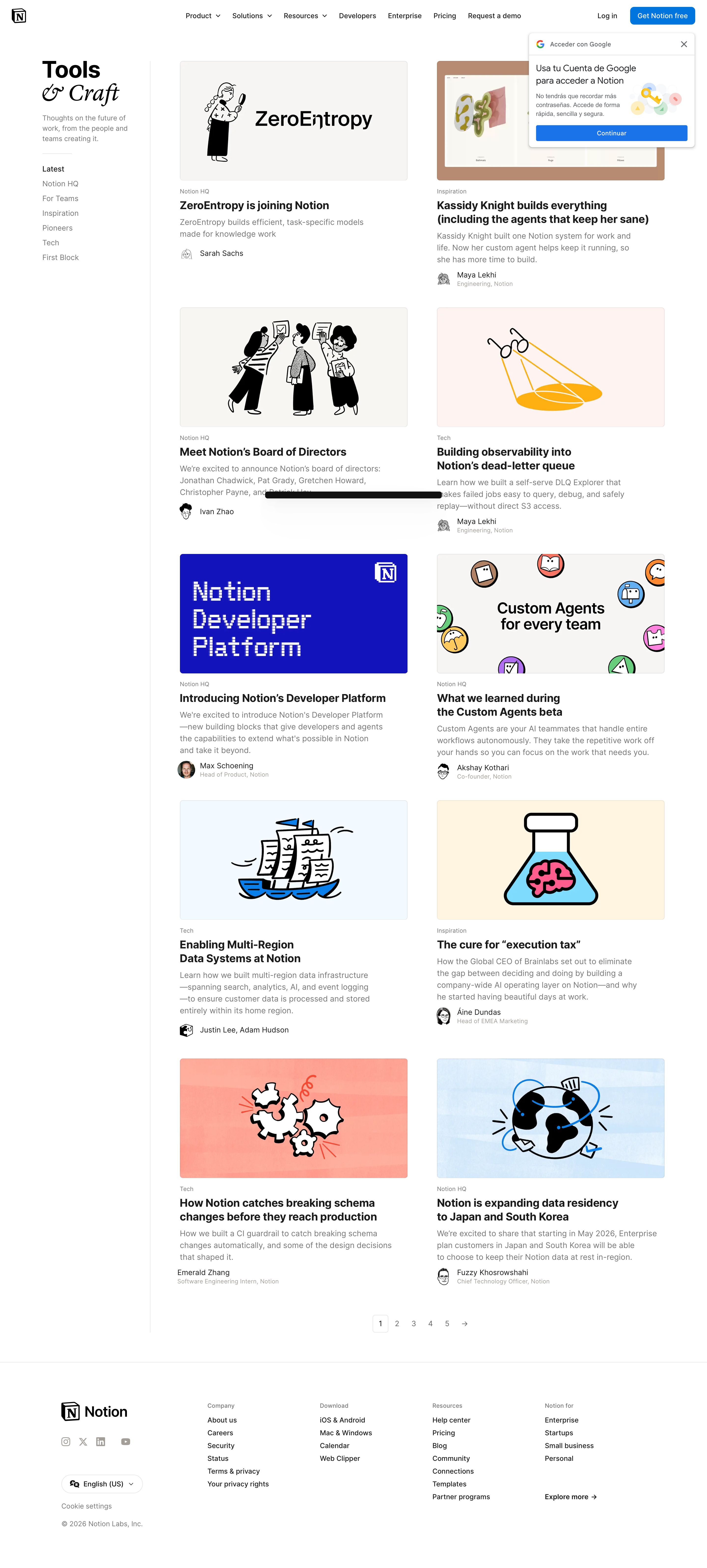 notion.so - Tools & Craft – Notion Blog - Desktop Screenshot