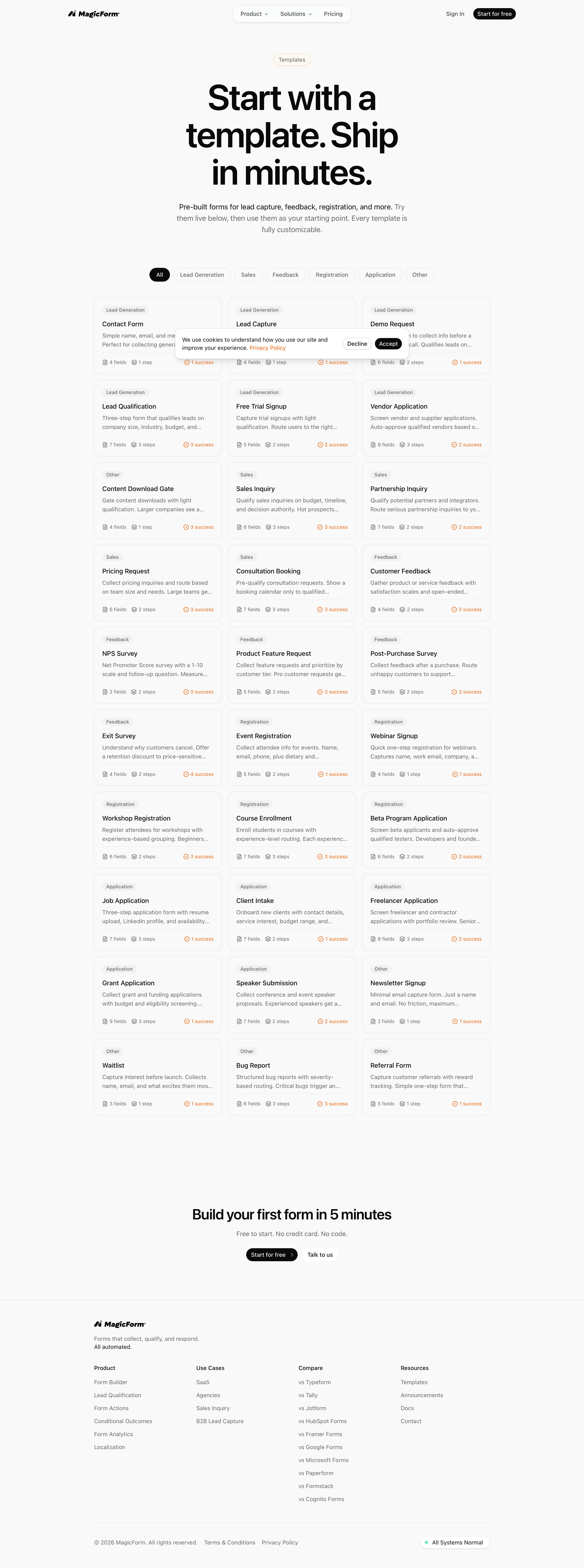 getmagicform.com - Form Templates | Ready-Made Forms for Every Use Case | MagicForm - Desktop - Mon Jul 27 2026 16:44:32 GMT+0000 (Coordinated Universal Time) Screenshot