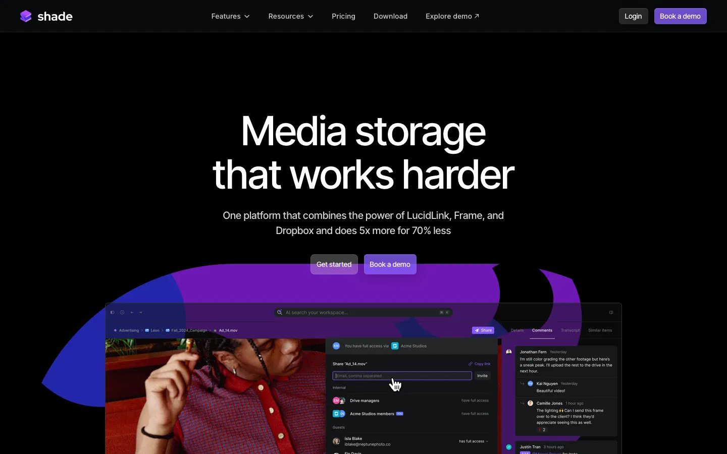 shade.inc - Landing Screenshot Preview