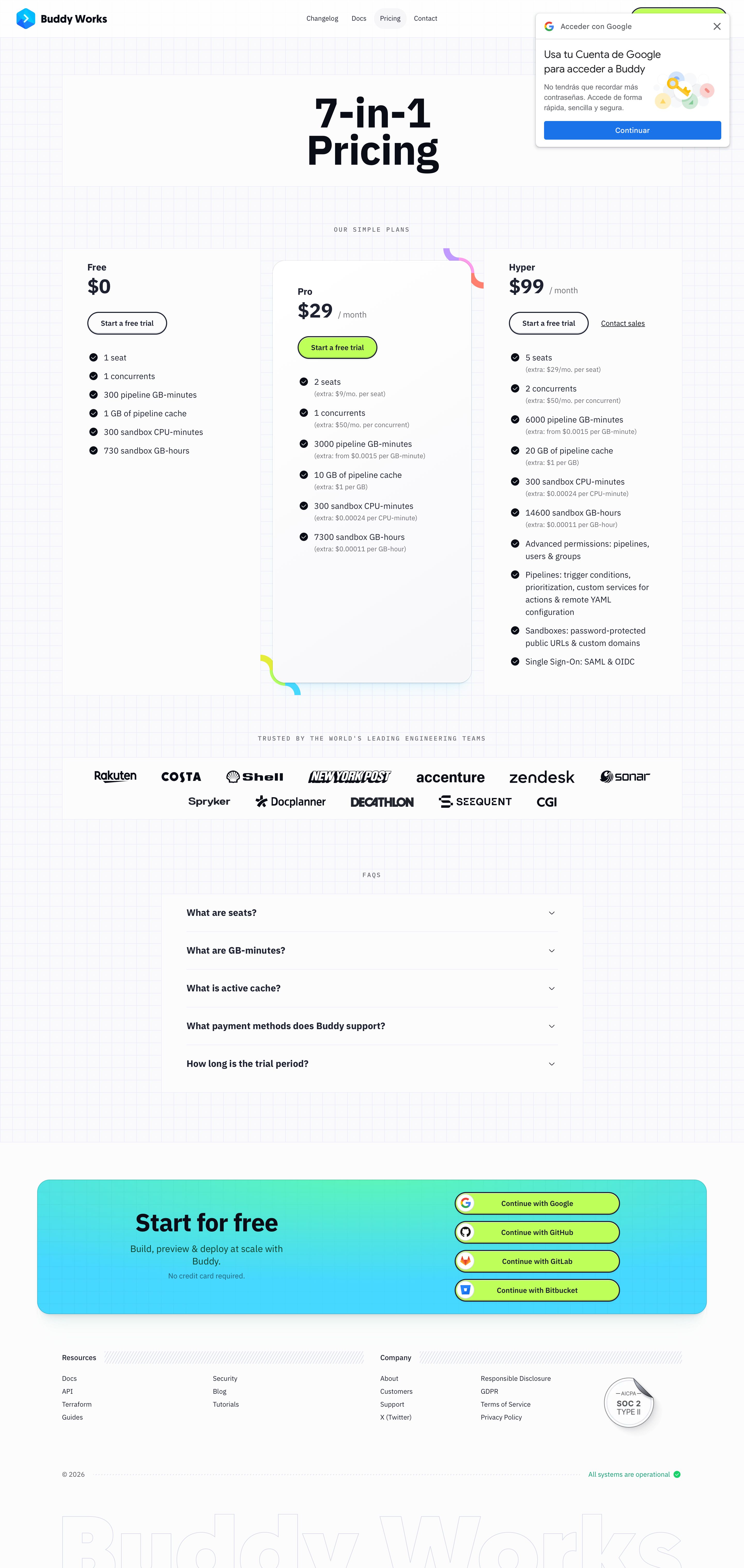 buddy.works - Buddy Pricing and Plans | Buddy CI/CD - Desktop Screenshot