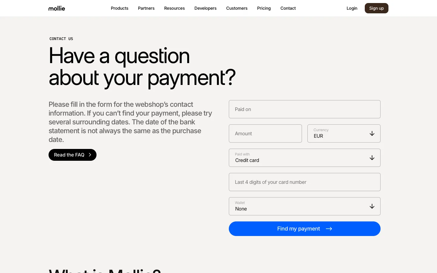 mollie.com - Contact Screenshot Preview