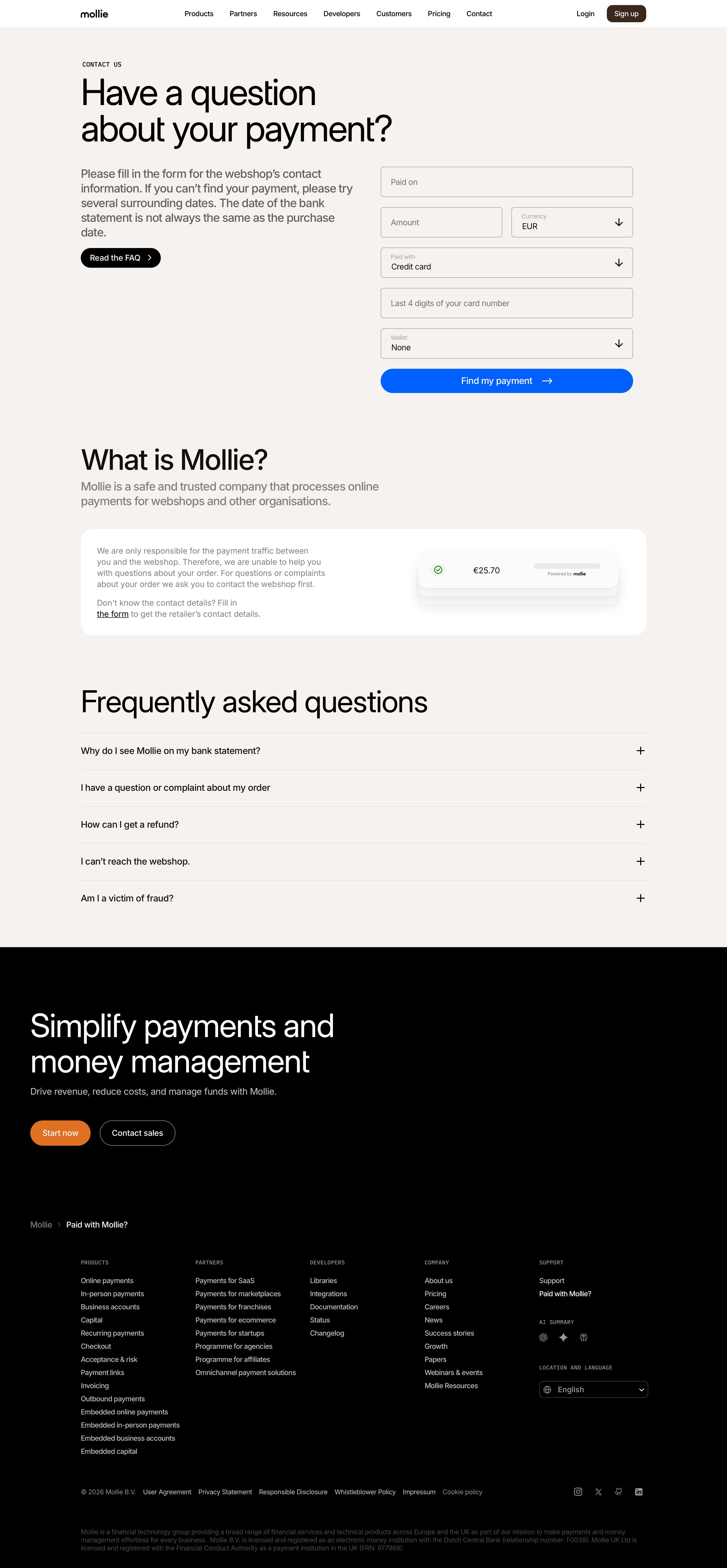 mollie.com - Why is 'Mollie' on my bank statement? | Mollie - Desktop Screenshot