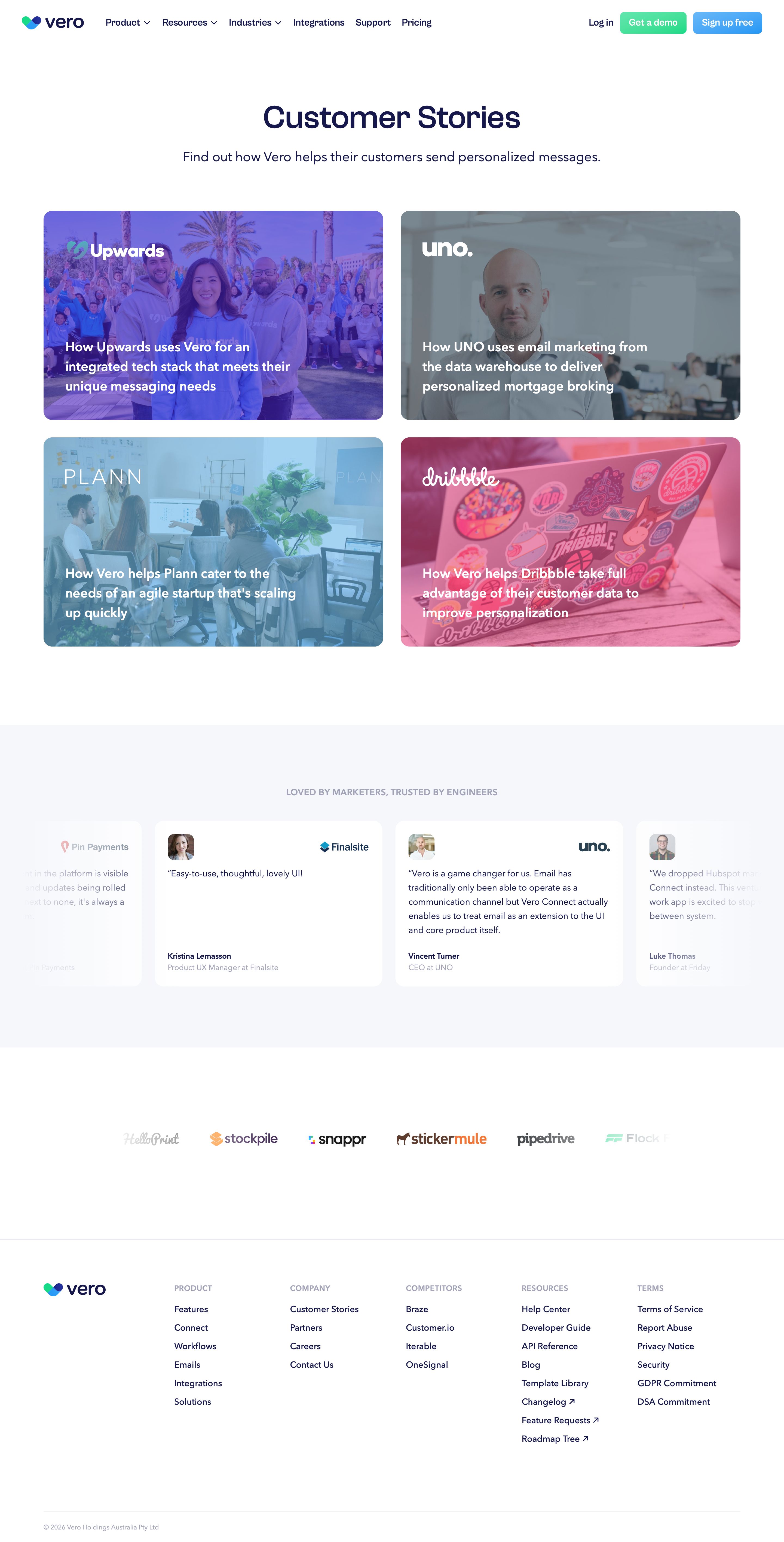 getvero.com - Vero Customer Engagement Platform: Customer Stories - Desktop - Fri Jul 31 2026 21:29:19 GMT+0000 (Coordinated Universal Time) Screenshot