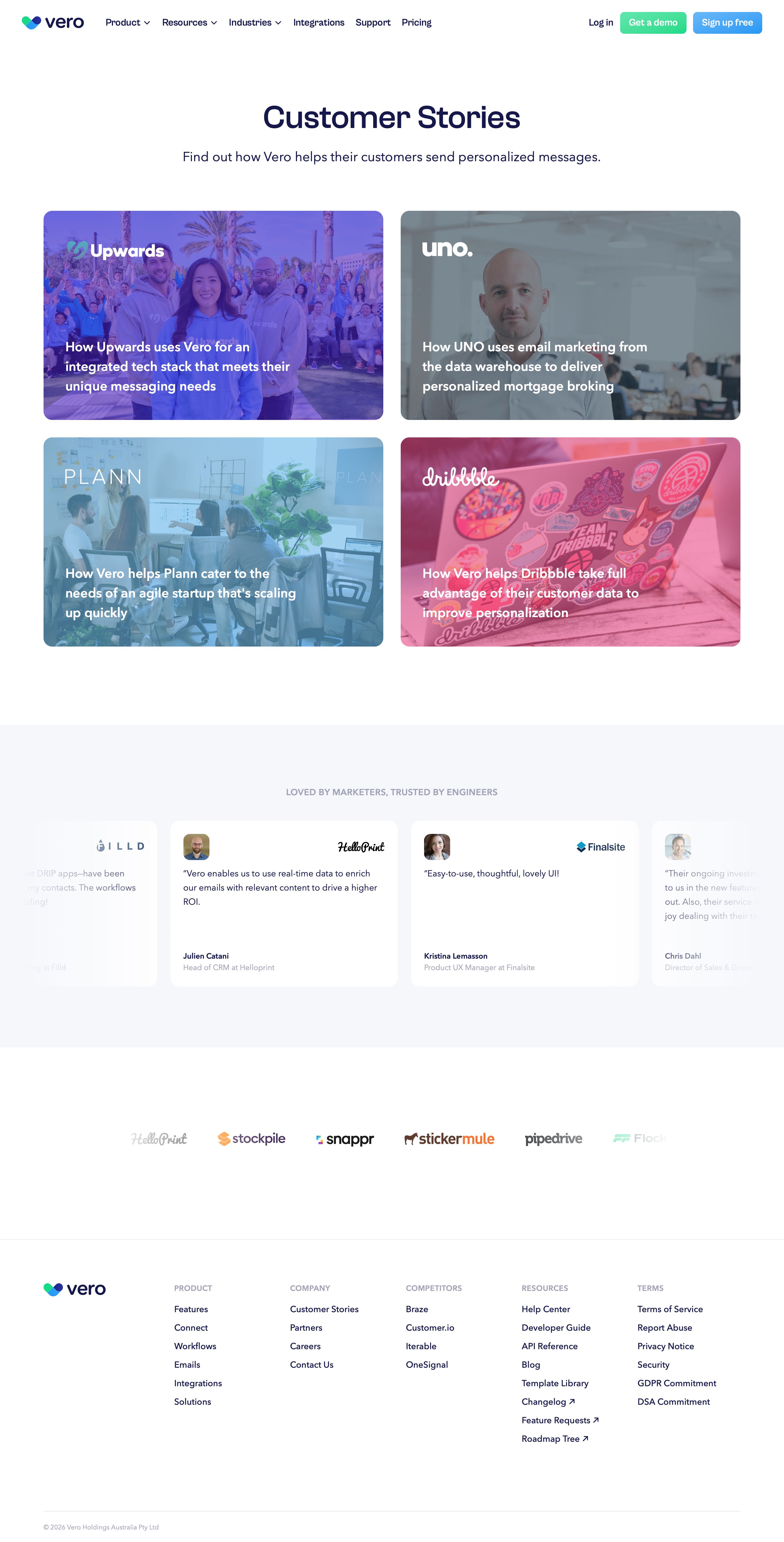 getvero.com - Vero Customer Engagement Platform: Customer Stories - Desktop Screenshot
