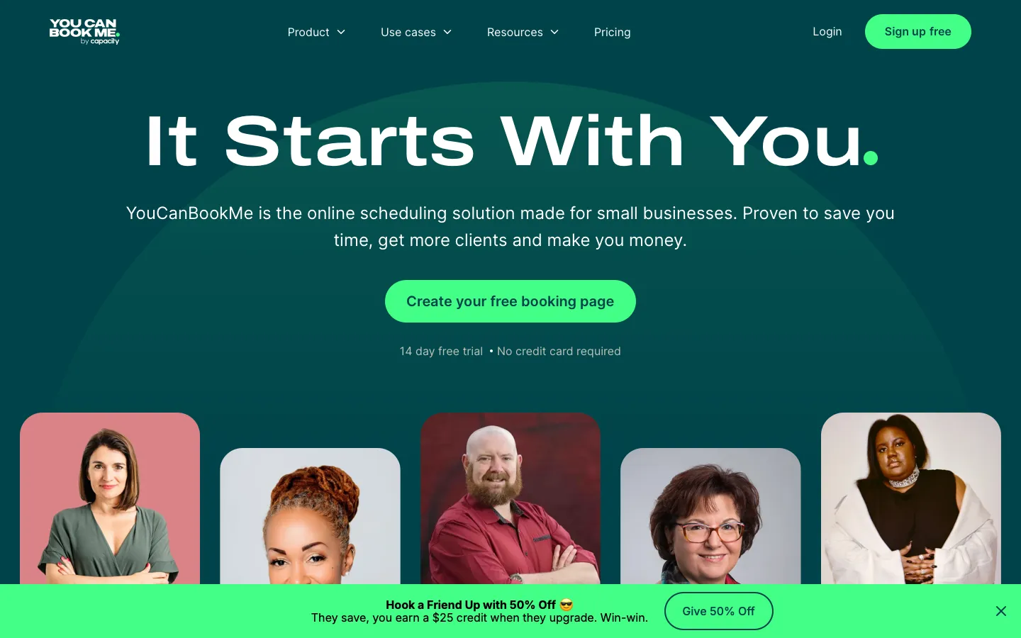 youcanbook.me - Landing Screenshot Preview