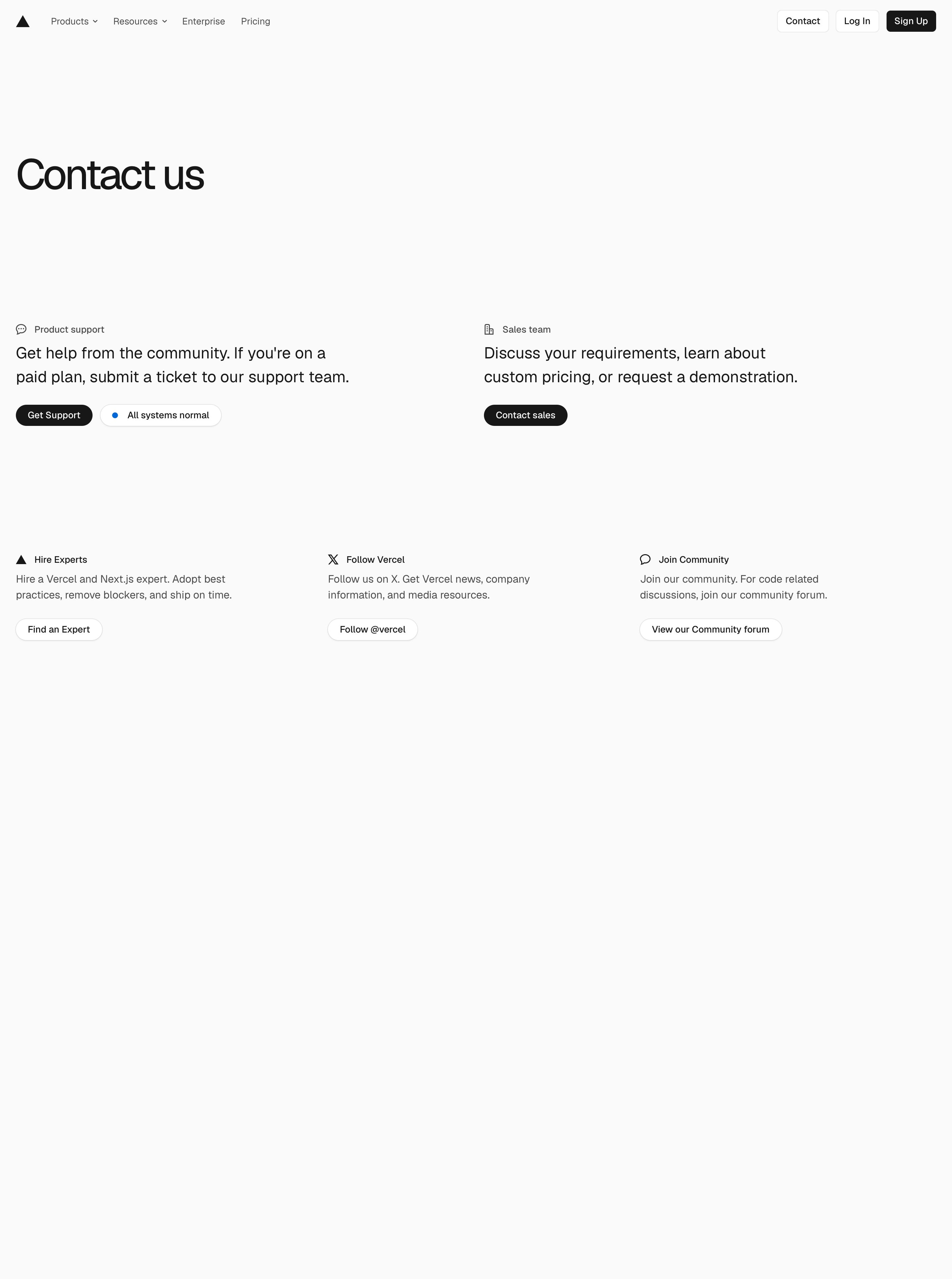 vercel.com - Contact Us - Desktop - Sat Aug 01 2026 23:36:13 GMT+0000 (Coordinated Universal Time) Screenshot