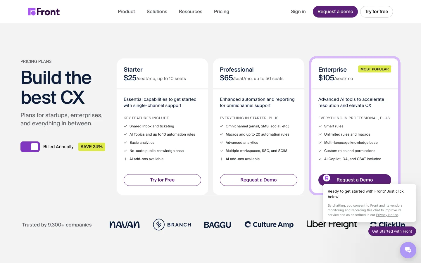 front.com - Pricing Screenshot Preview