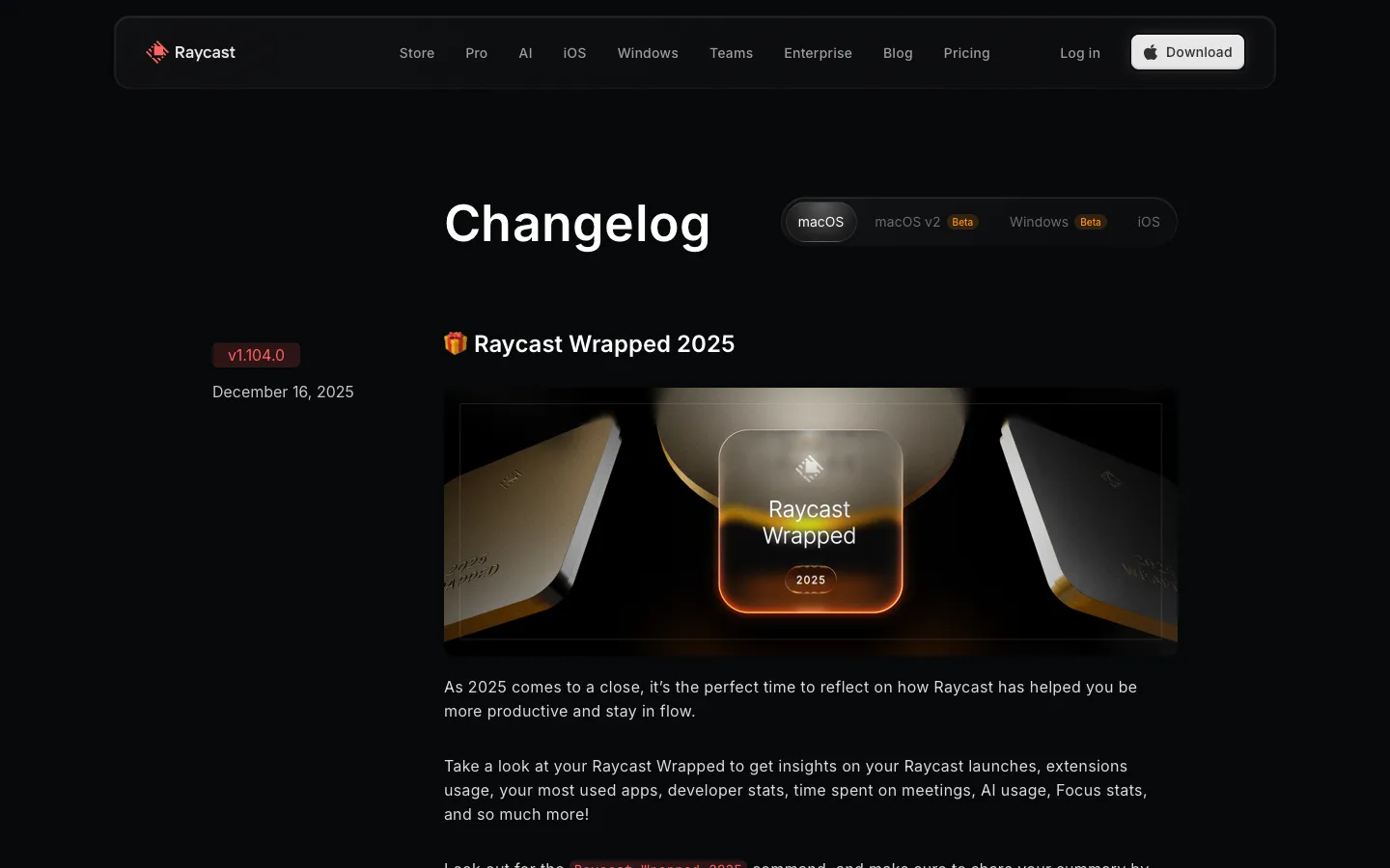 raycast.com - Changelog Screenshot Preview