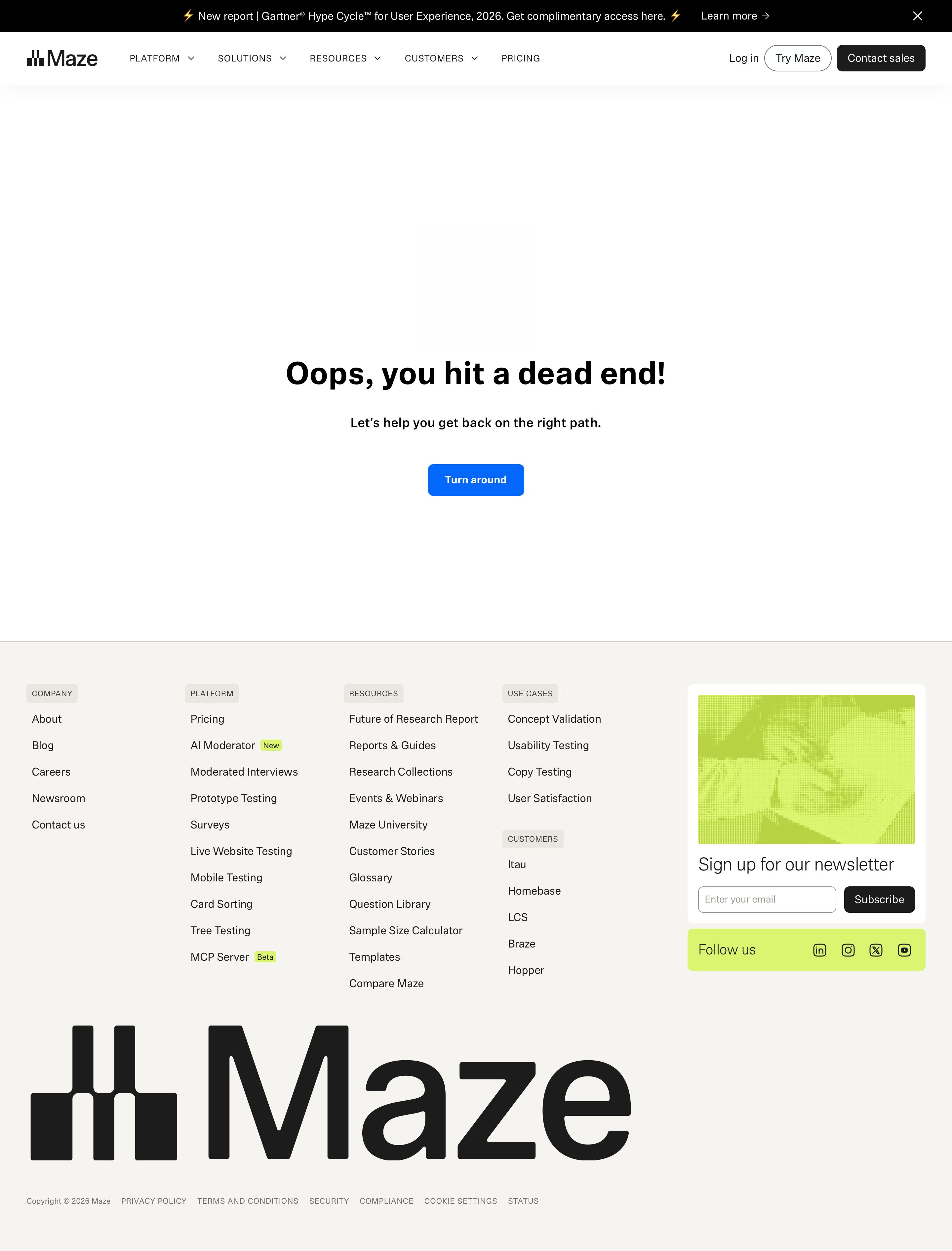 maze.co - Oops, you hit a dead end! - Desktop Screenshot
