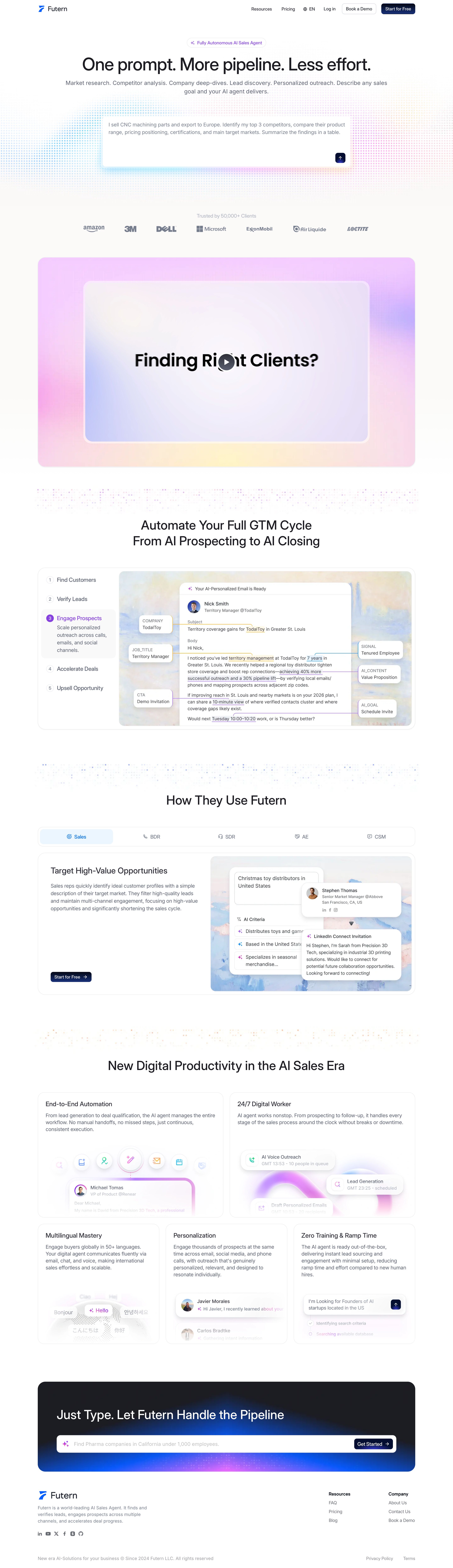 futern.com - Futern: Fully Autonomous AI Sales Agent for Prospecting and Outreach - Desktop Screenshot