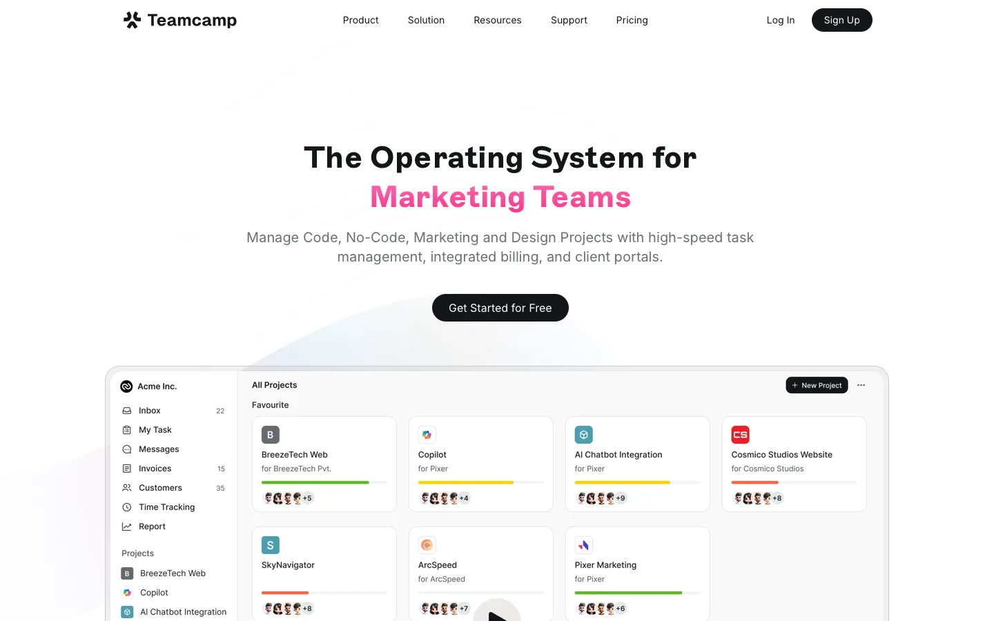 teamcamp.app - Landing Screenshot Preview