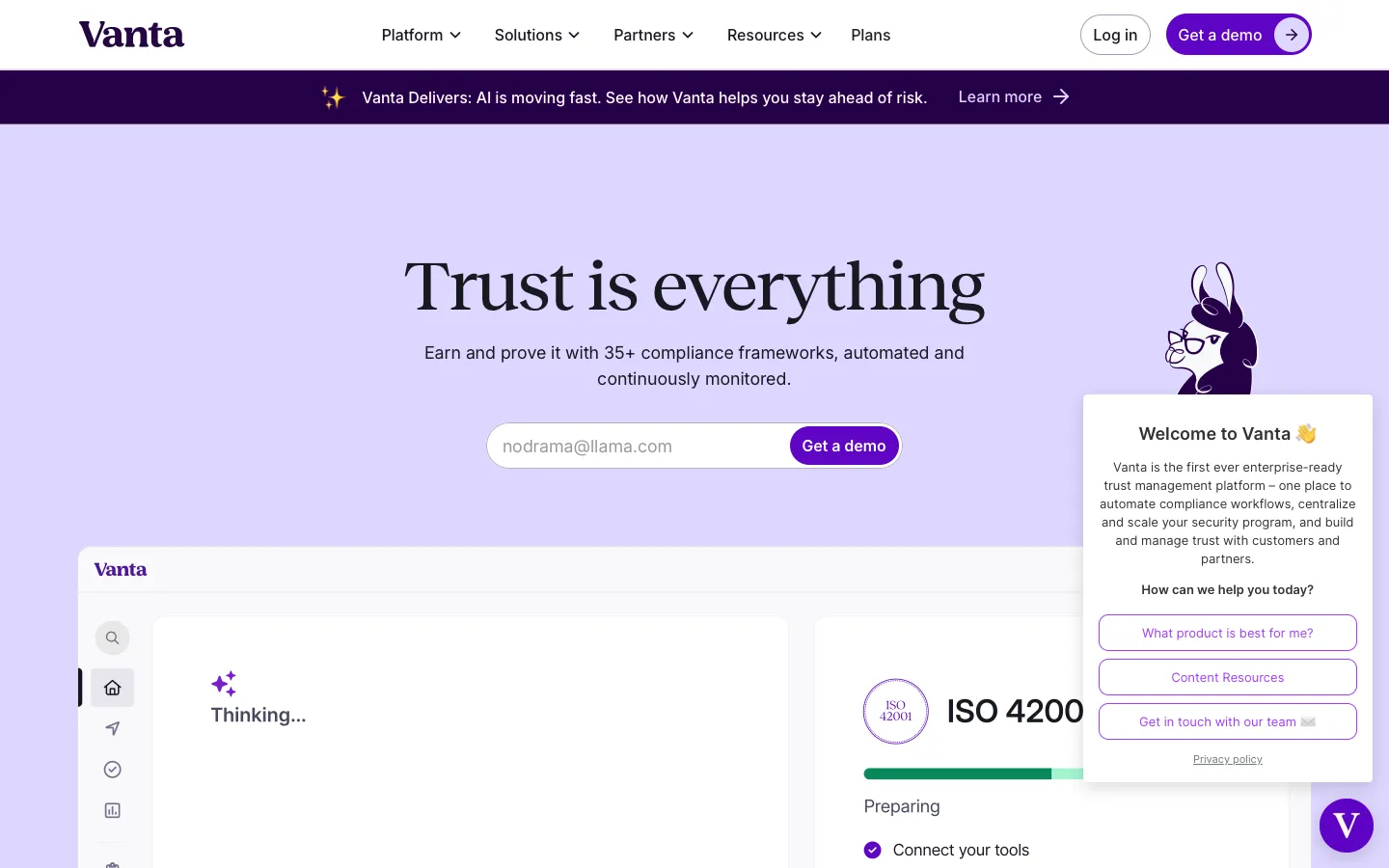 vanta.com - Landing Screenshot Preview