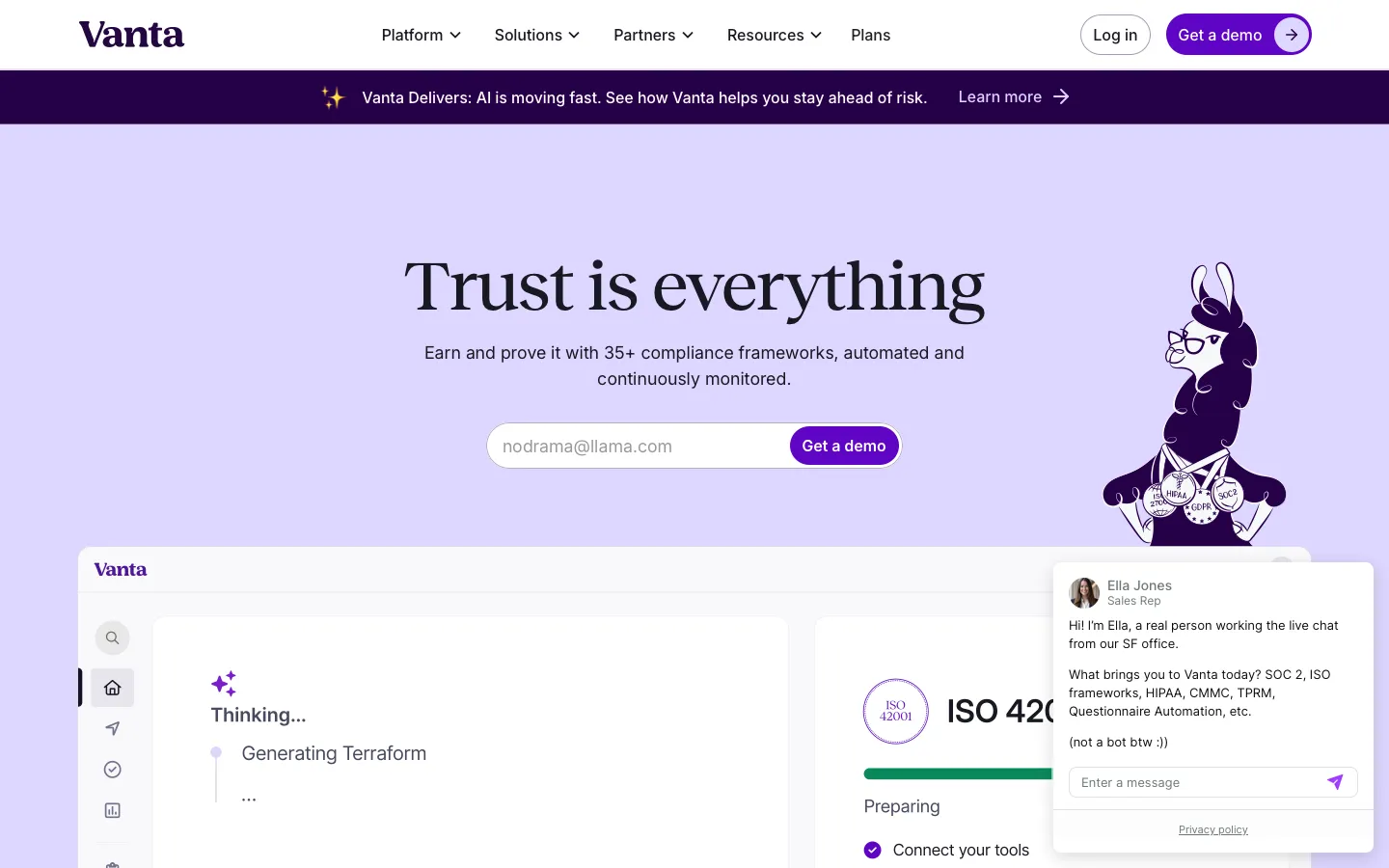 vanta.com - Landing Screenshot Preview