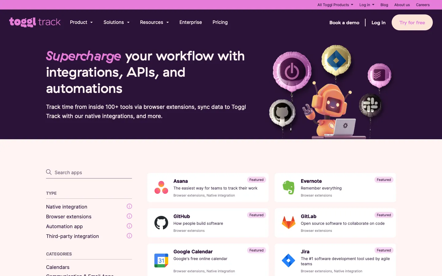 toggl.com - Integrations Screenshot Preview