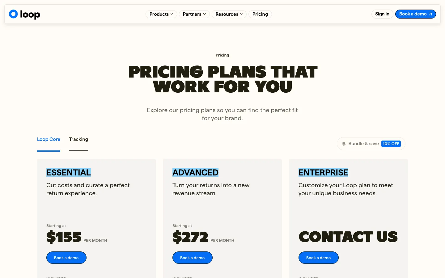loopreturns.com - Pricing Screenshot Preview