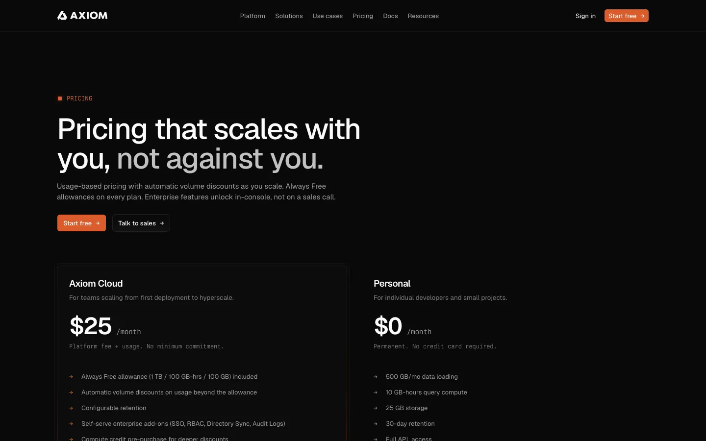 axiom.co - Pricing Screenshot Preview