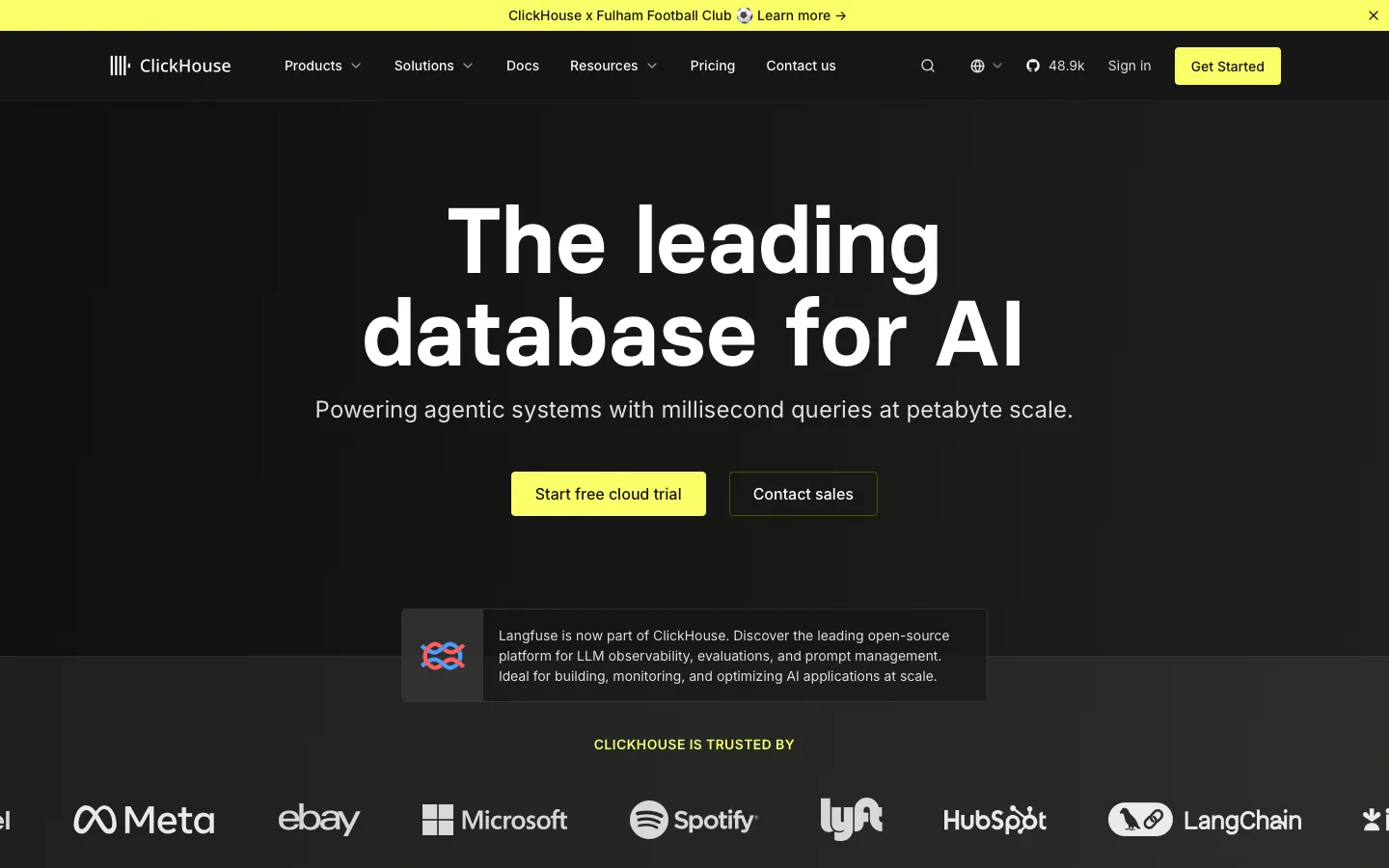 clickhouse.com - Landing Screenshot Preview