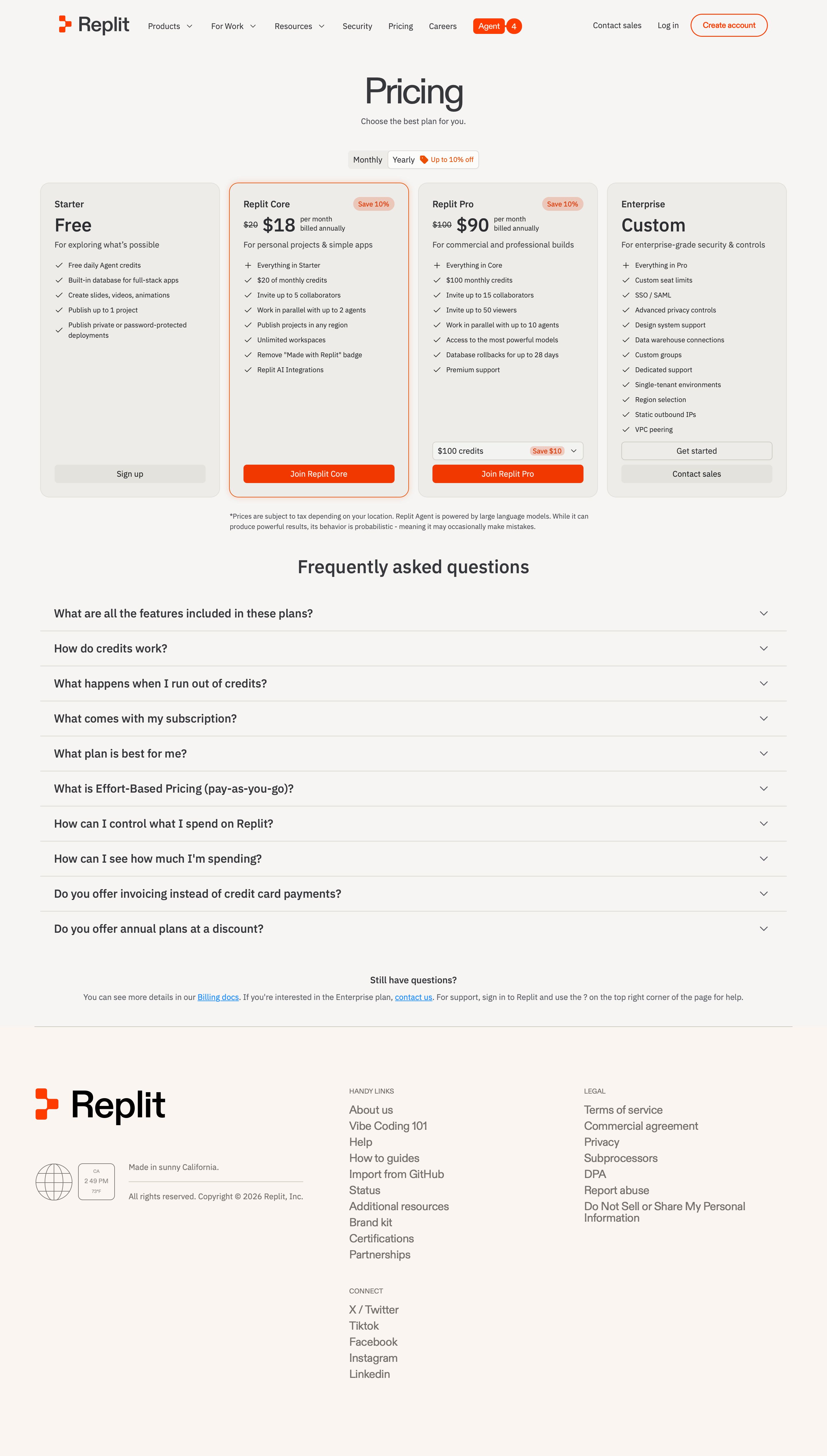 replit.com - Pricing - Replit - Desktop Screenshot